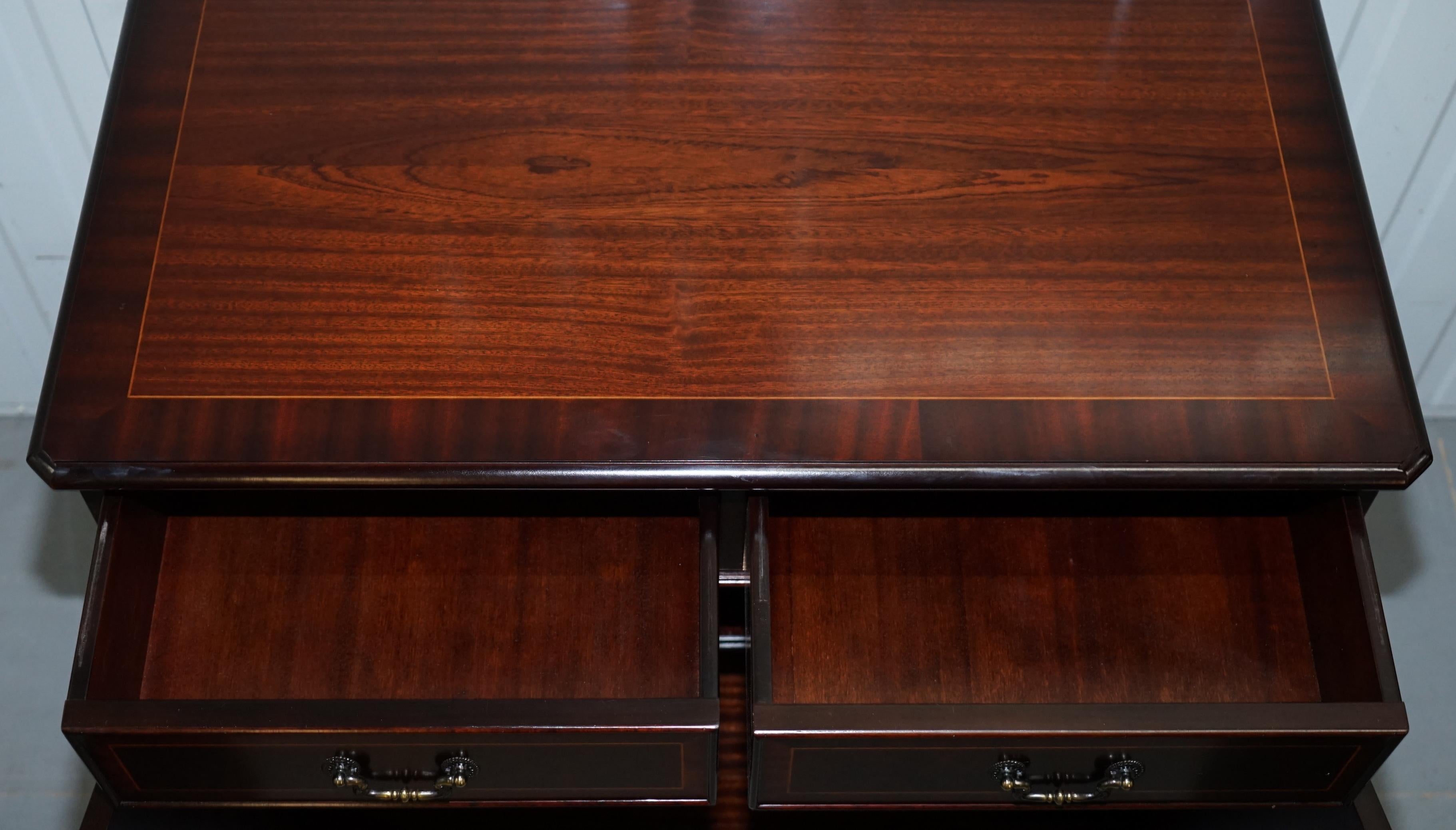 Stunning Handmade in England Solid Mahogany Sideboard with Drawers on Wheels 7