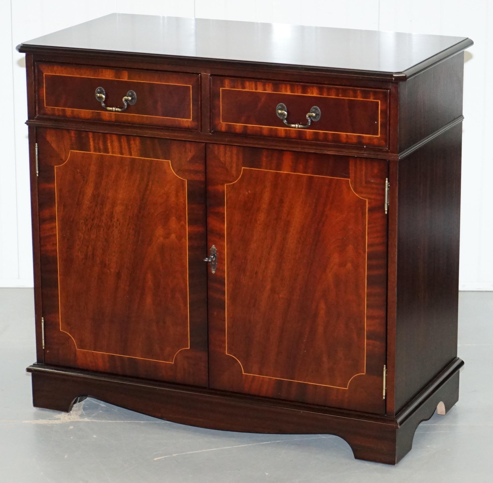 Modern Stunning Handmade in England Solid Mahogany Sideboard with Drawers on Wheels