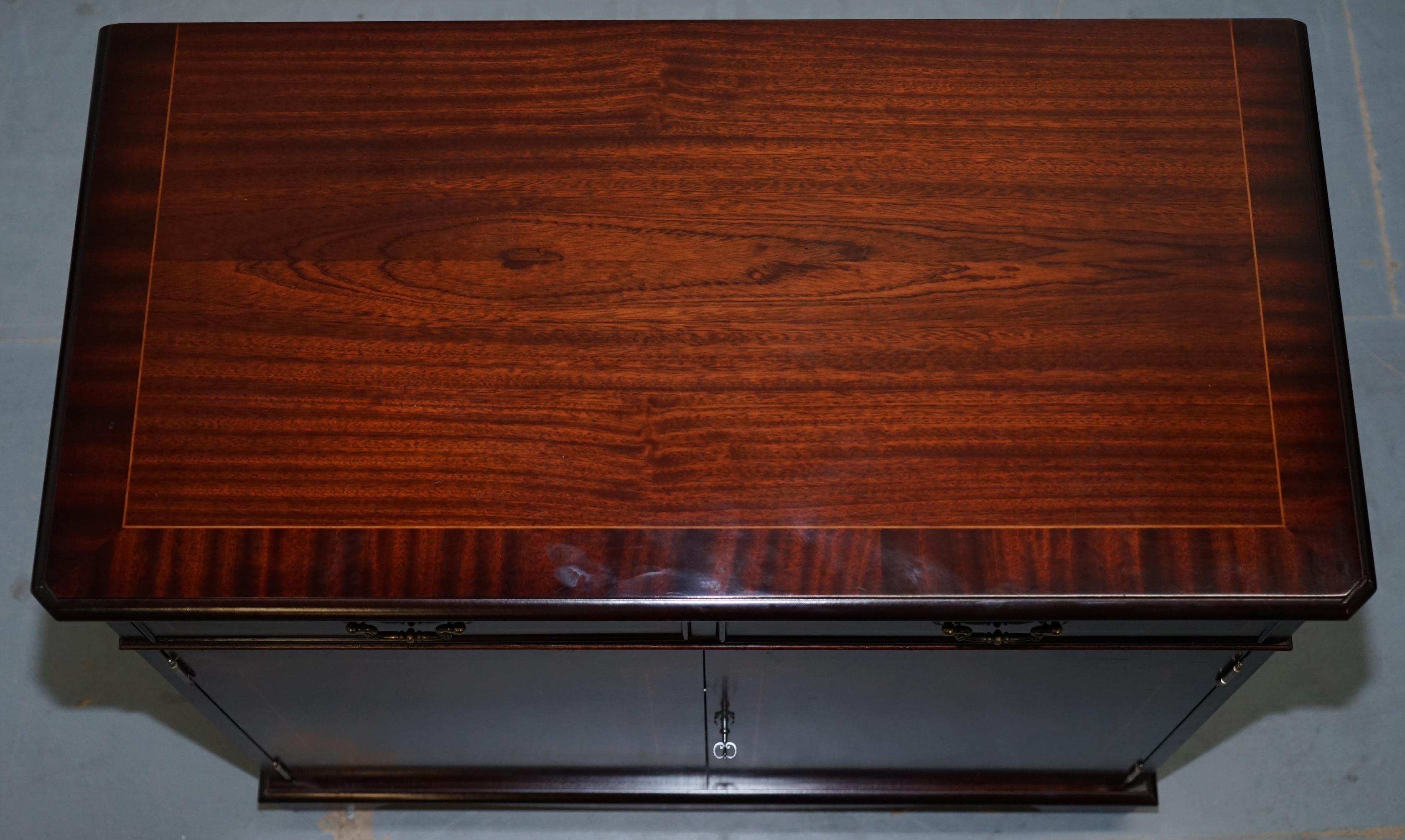 English Stunning Handmade in England Solid Mahogany Sideboard with Drawers on Wheels
