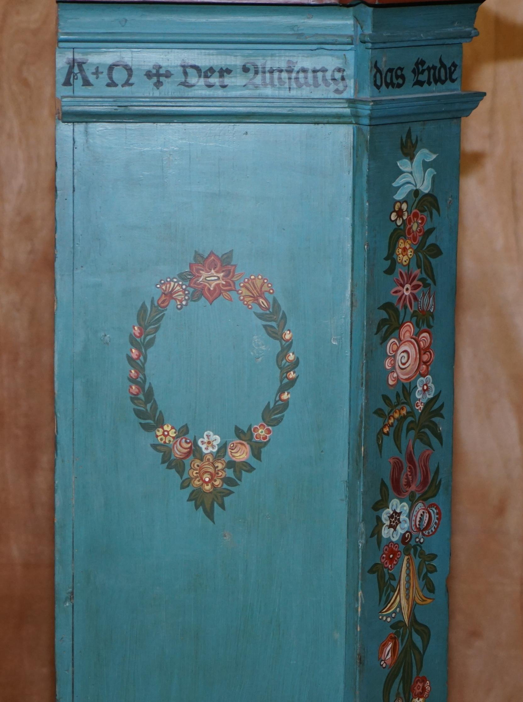 Stunning Hand Painted Antique 1795 Dated German Wardrobe Splits in Two Pieces 2