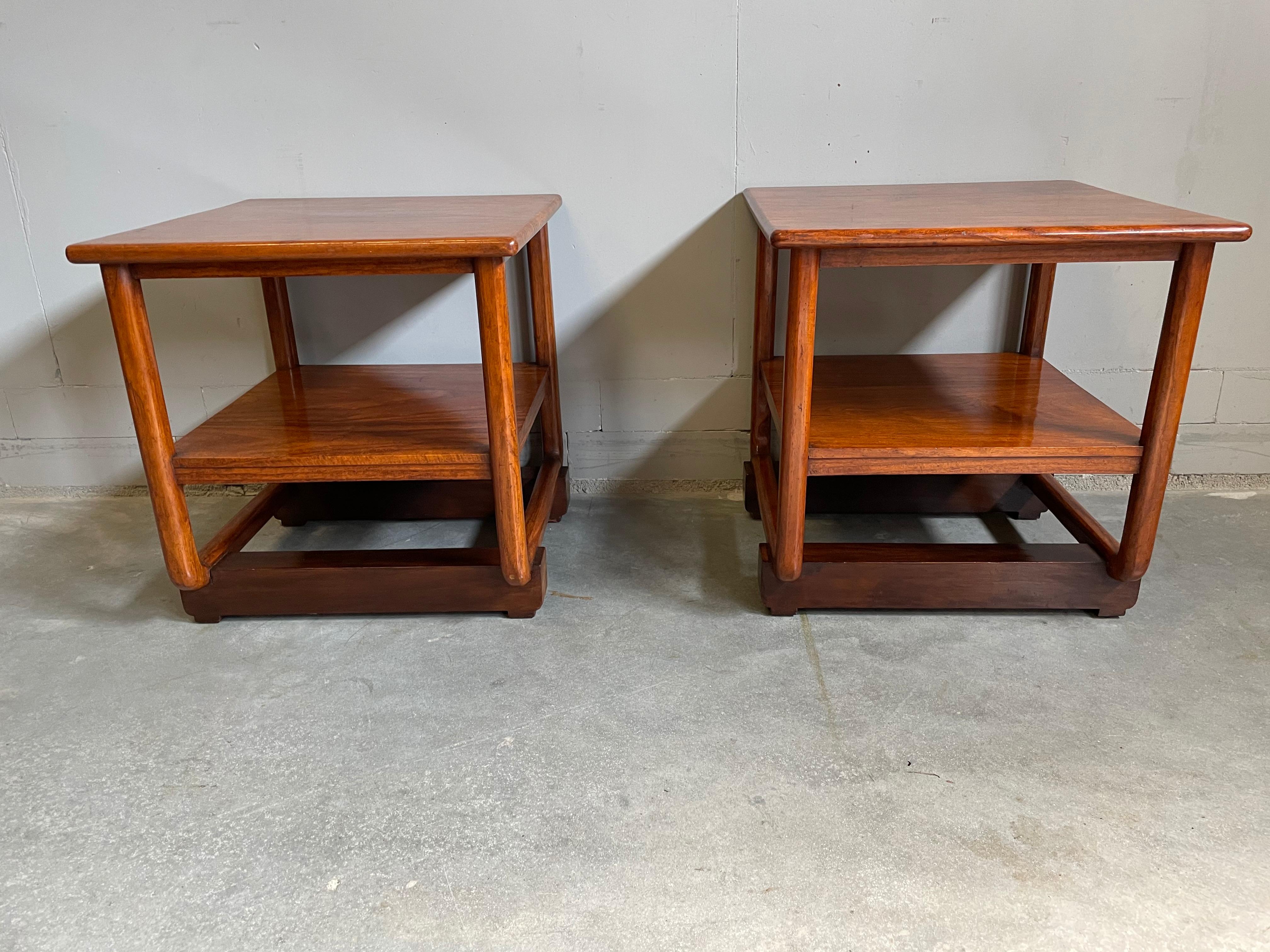Stunning Handcrafted Pair of Dutch Colonial Art Deco End Tables of Java Teak For Sale 5