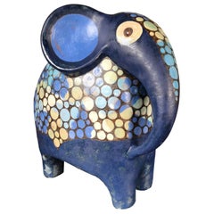 Superbe éléphant à pois bleus peint à la main:: Maître Eva Fritz-Lindner