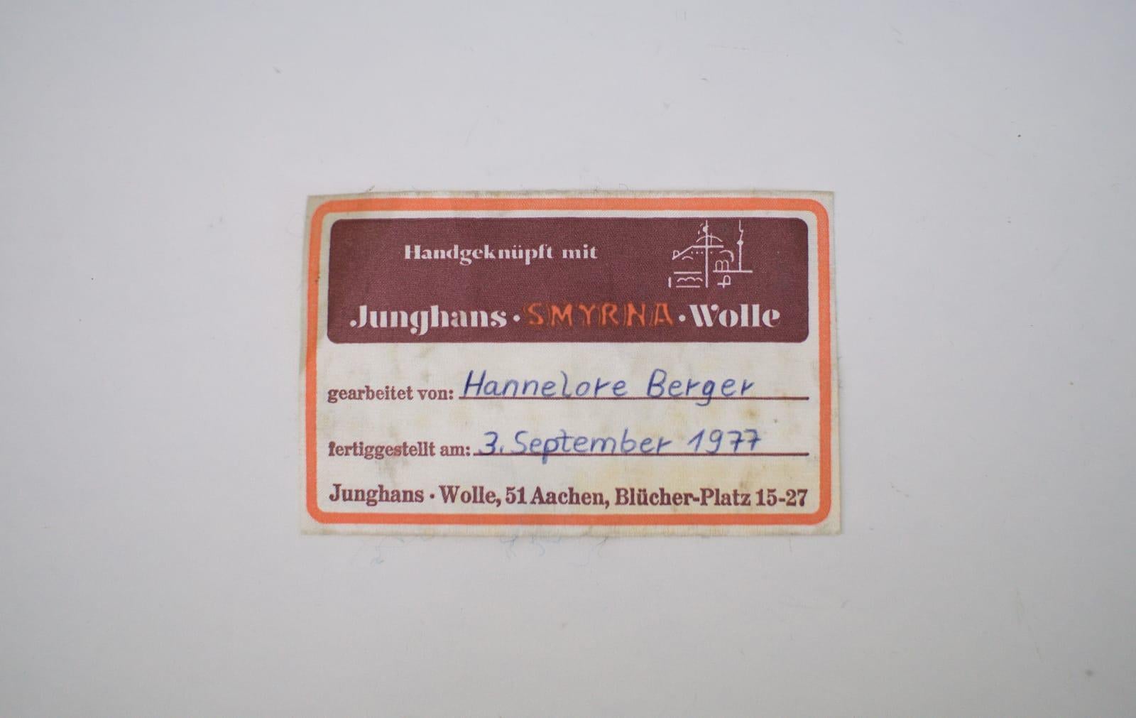Atemberaubender handgefertigter Junghans-Smyrna-Wollteppich, 1977 Deutschland im Angebot 5