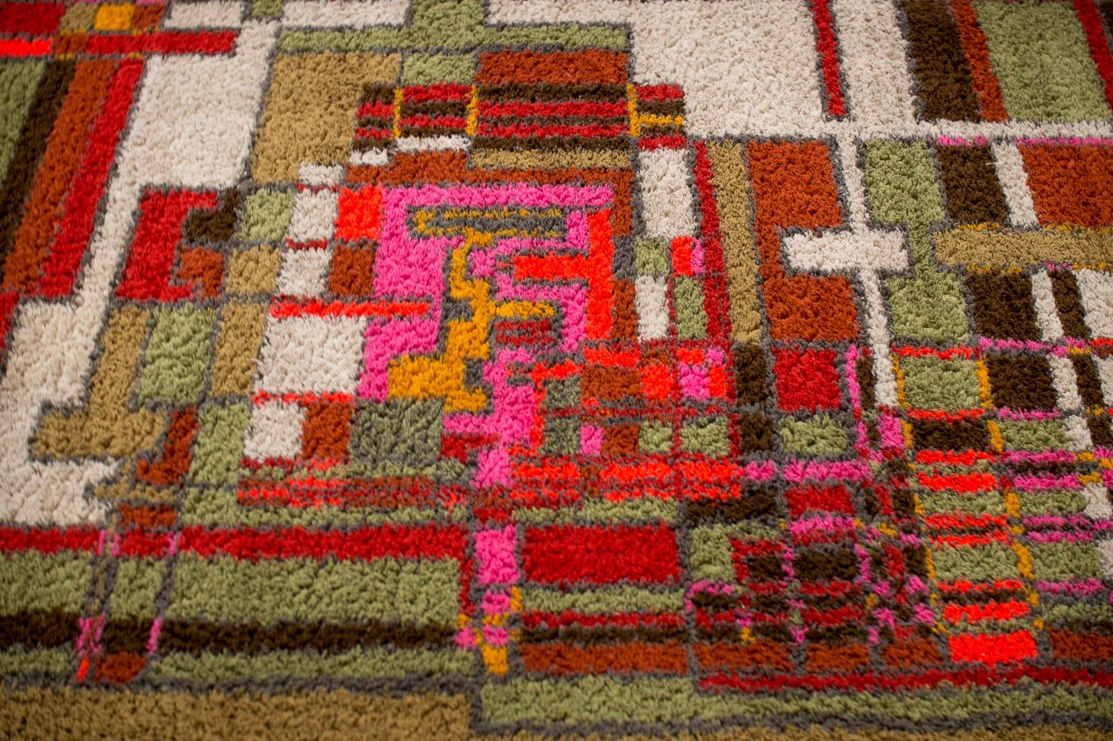 Mid-Century Modern Stunning Handmade Junghans Smyrna Wool Carpet, 1977 Germany For Sale