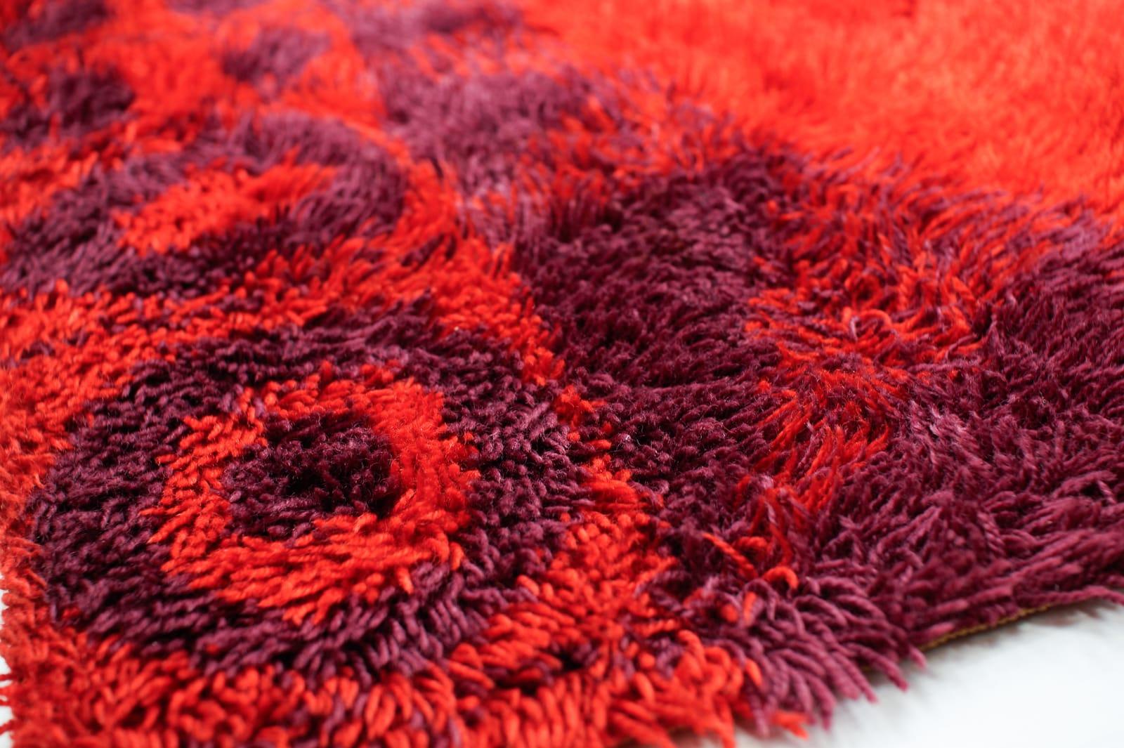 Superbe tapis en laine de l'ère spatiale fait à la main, Allemagne, années 1970 en vente 6