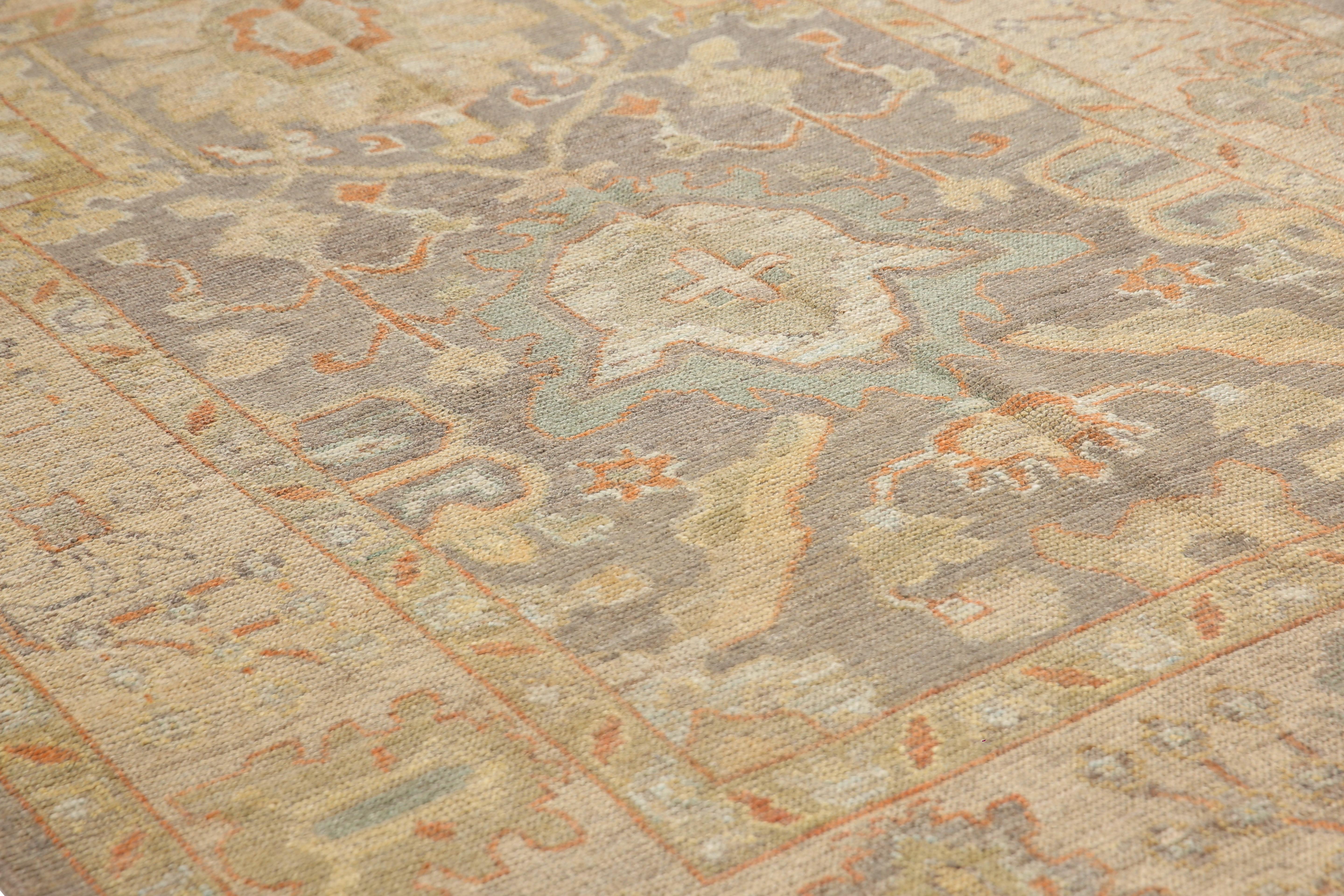 Stunning Handmade Turkish Oushak Rug For Sale 2
