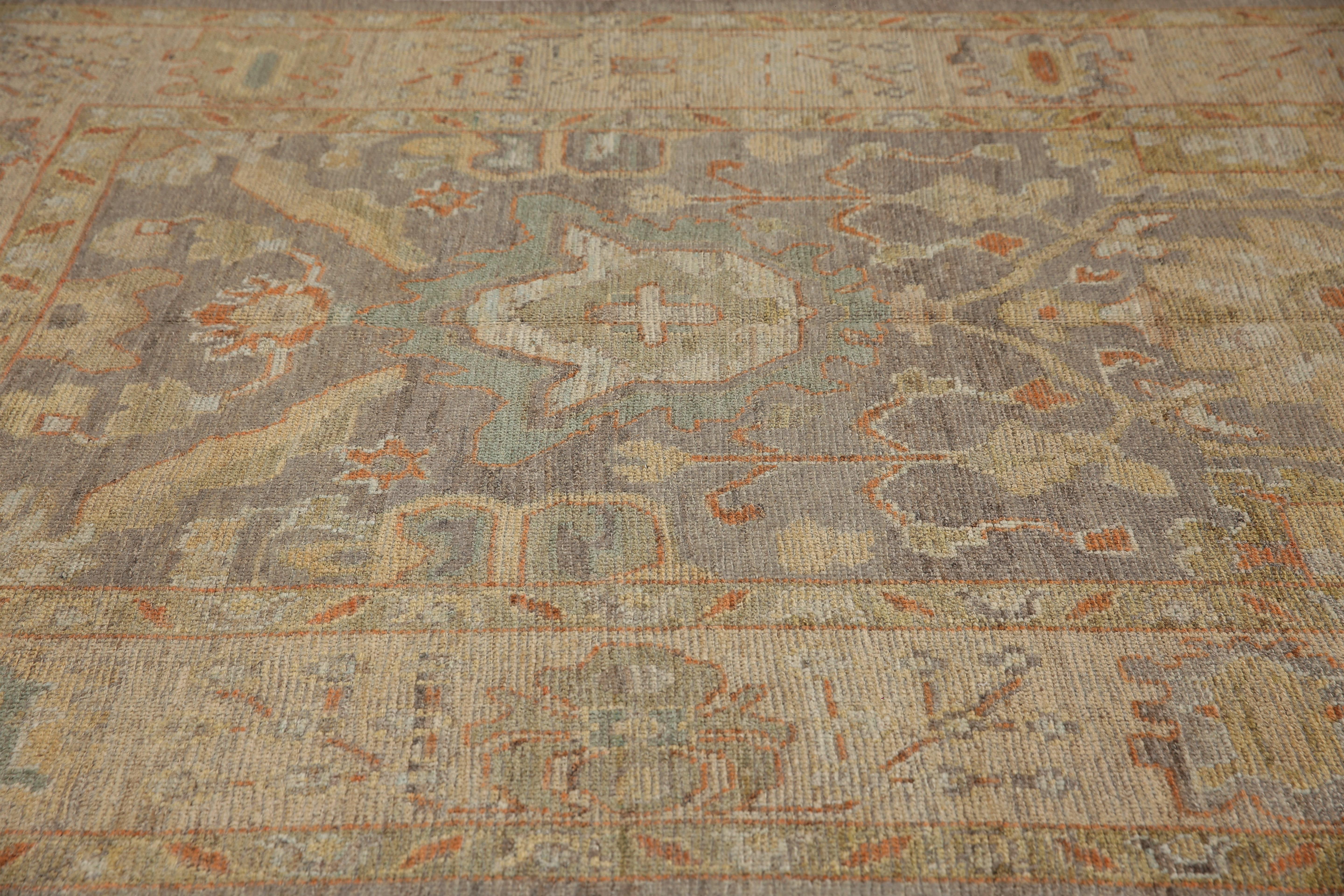 Hand-Woven Stunning Handmade Turkish Oushak Rug For Sale