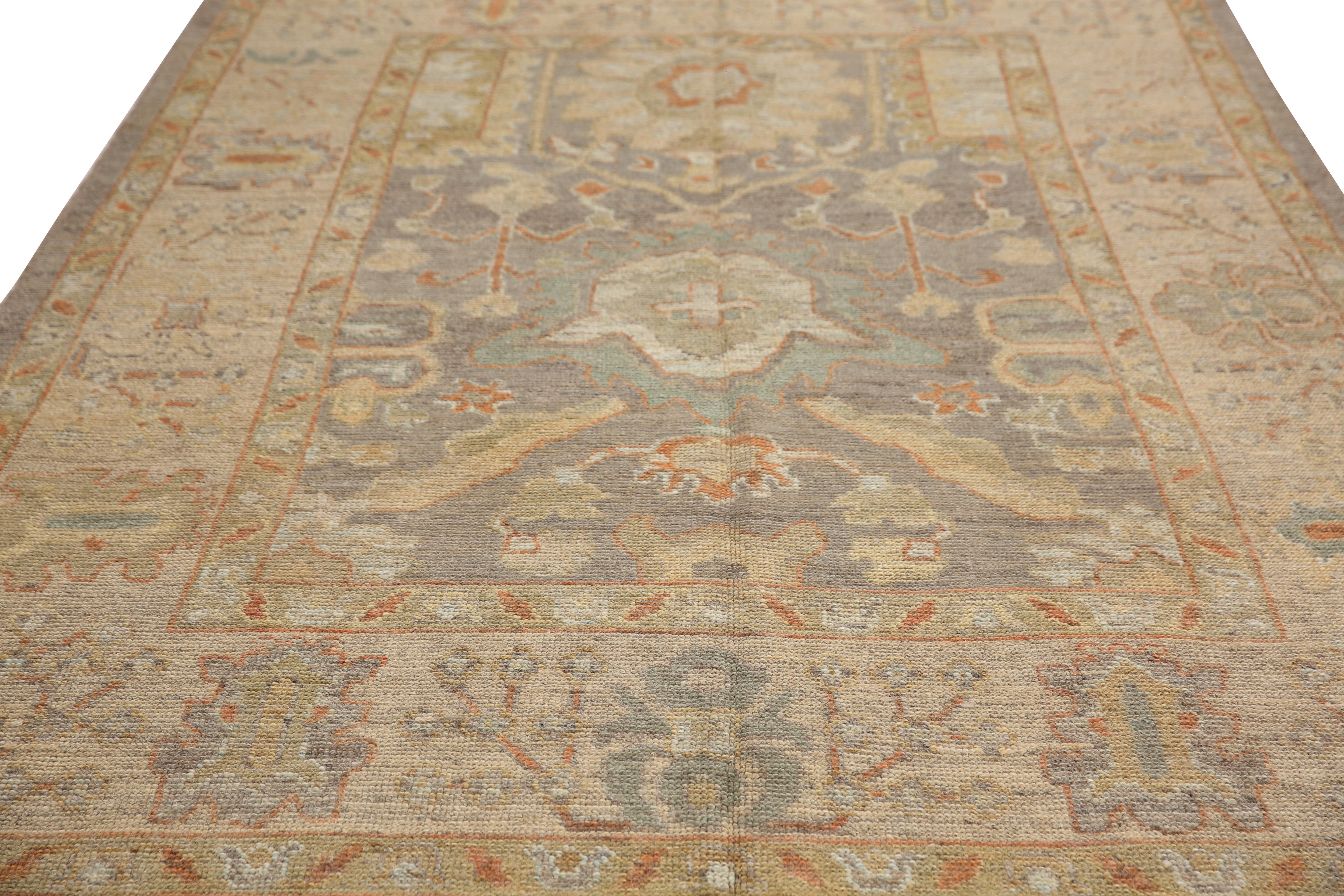 Wool Stunning Handmade Turkish Oushak Rug For Sale