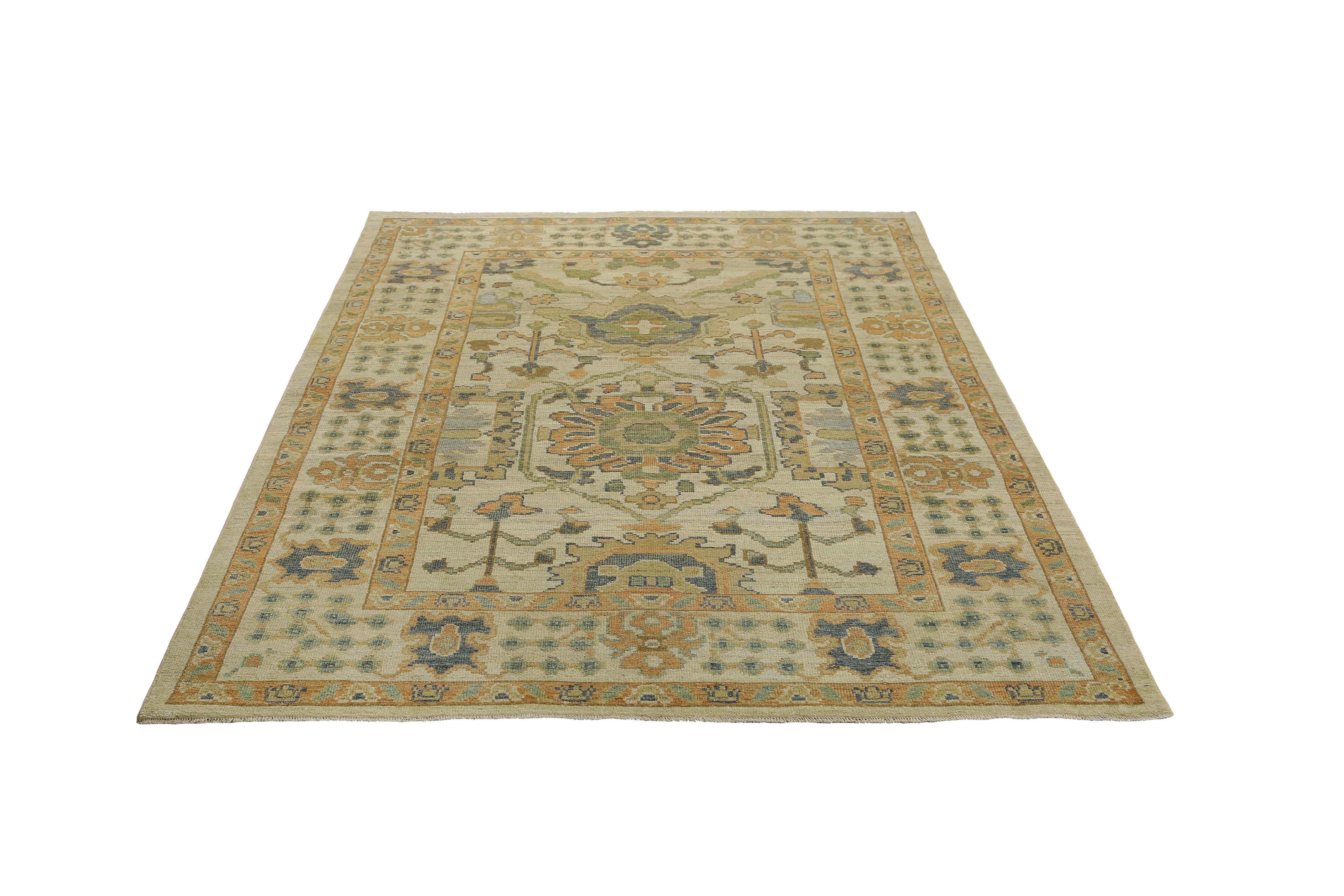 Tappeti Afghanistan Rose Collection'S Circa 1990 - Lana Verde Arancione - 95568 In condizioni ottime in vendita a Dallas, TX