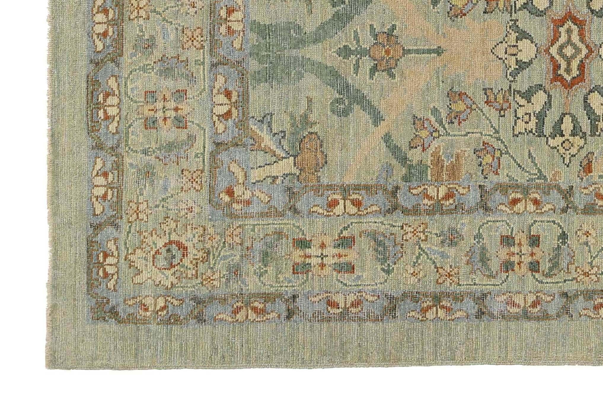 Stunning Handmade Turkish Sultanabad Rug with Nature-Inspired Design For Sale 5