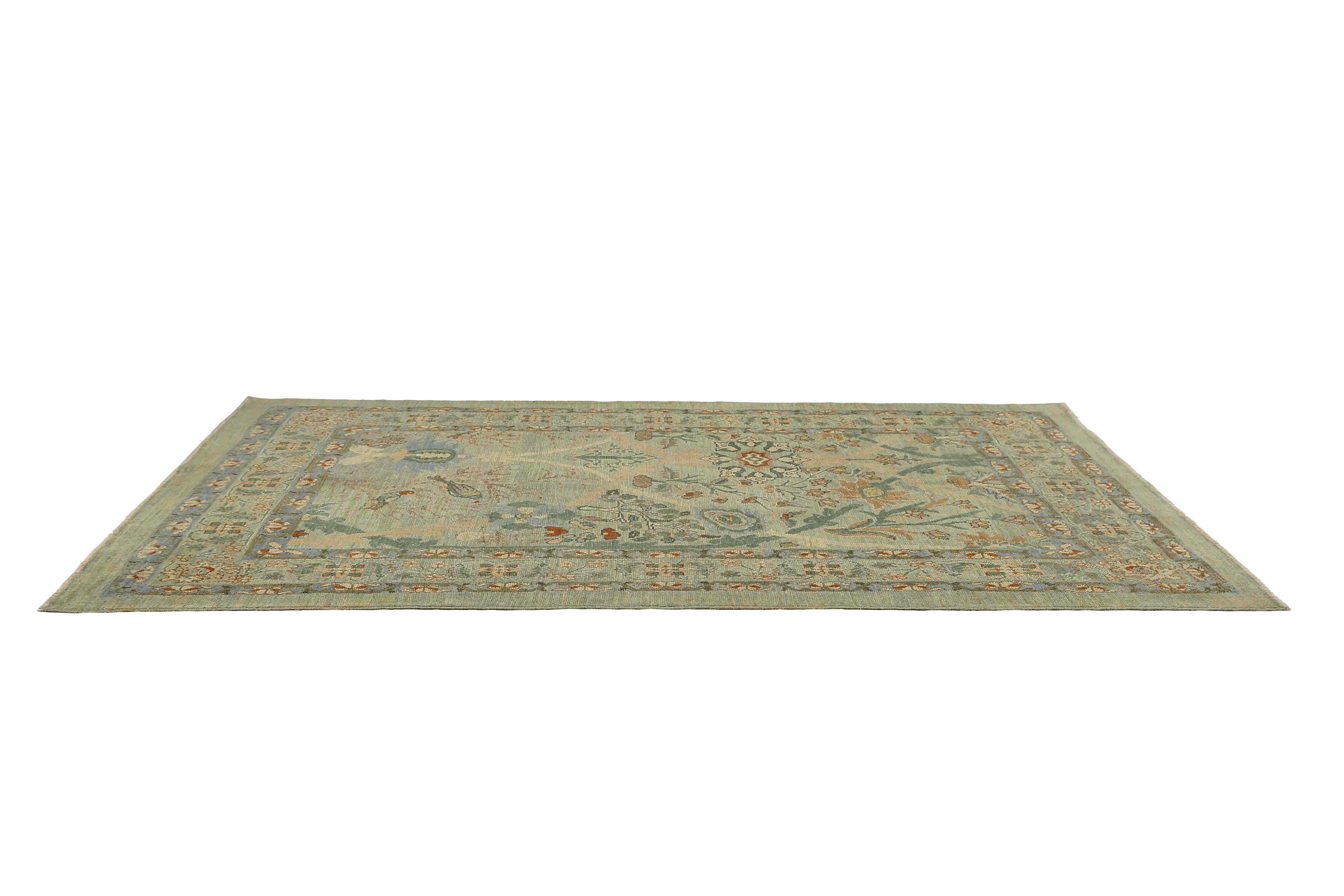Hand-Woven Stunning Handmade Turkish Sultanabad Rug with Nature-Inspired Design For Sale