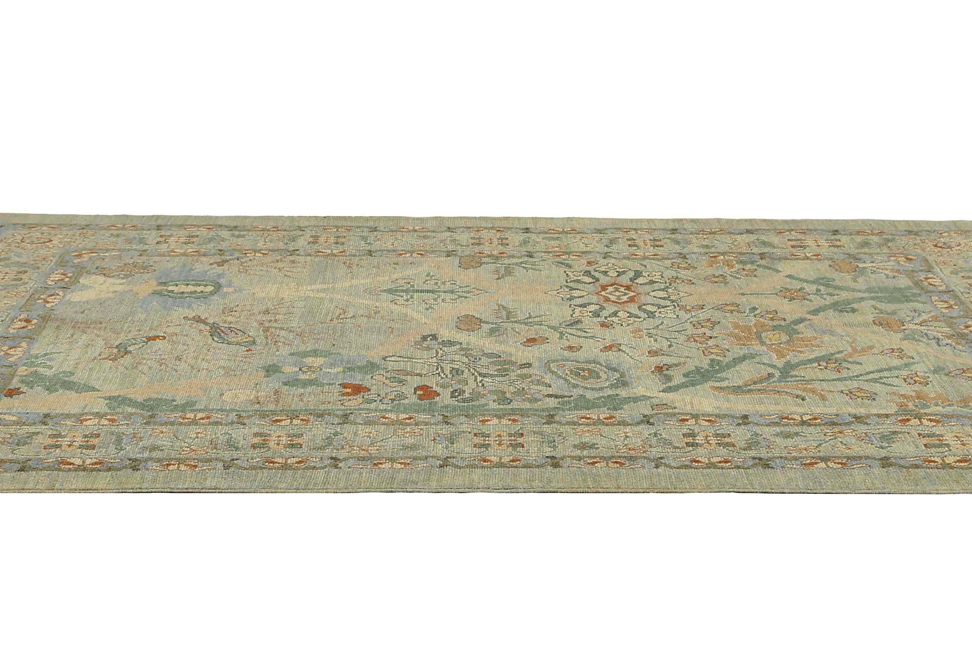 Stunning Handmade Turkish Sultanabad Rug with Nature-Inspired Design For Sale 2