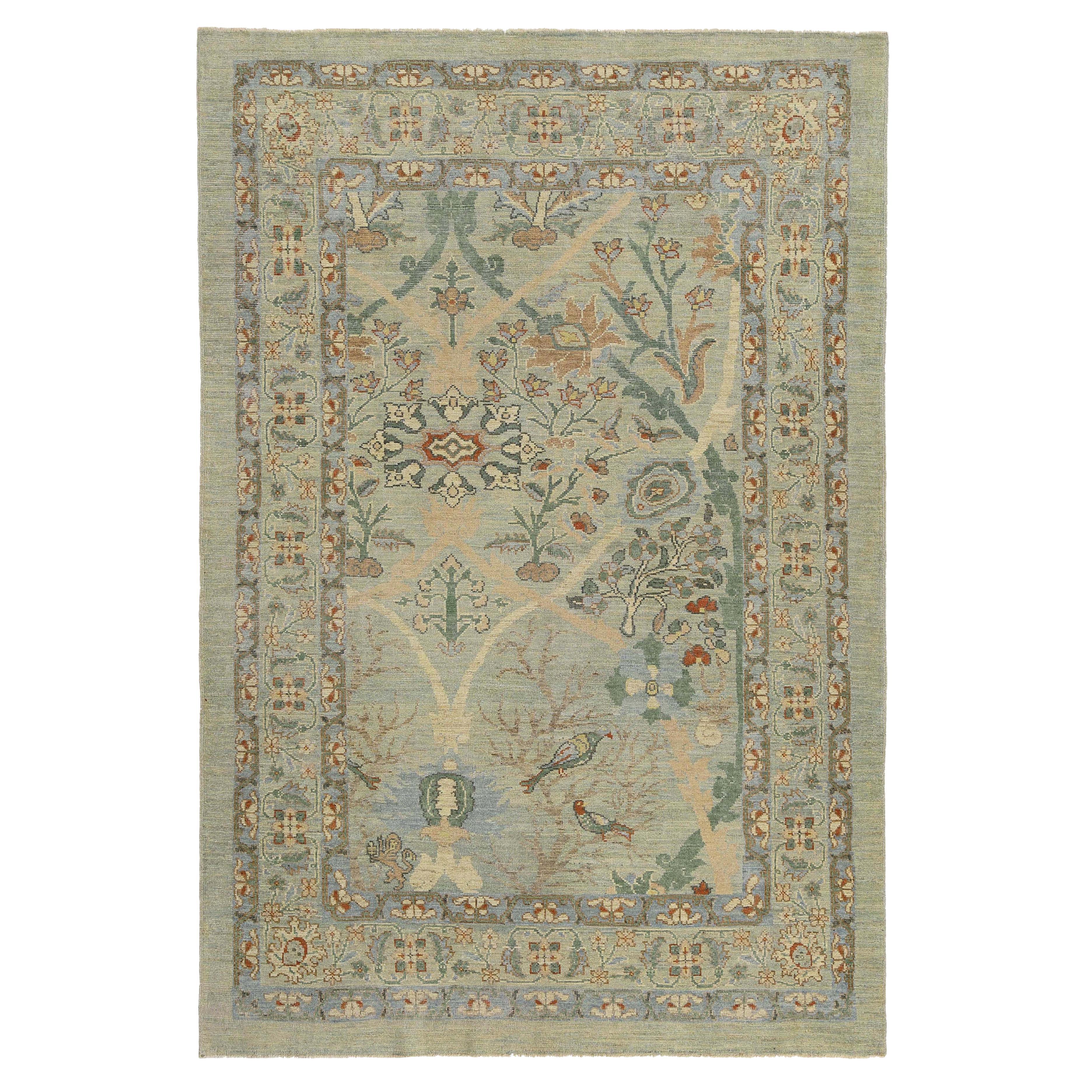 Afghanistan Sultanabad Area Rugs Circa 1990 - Wool Blue Green Ivory - 95562