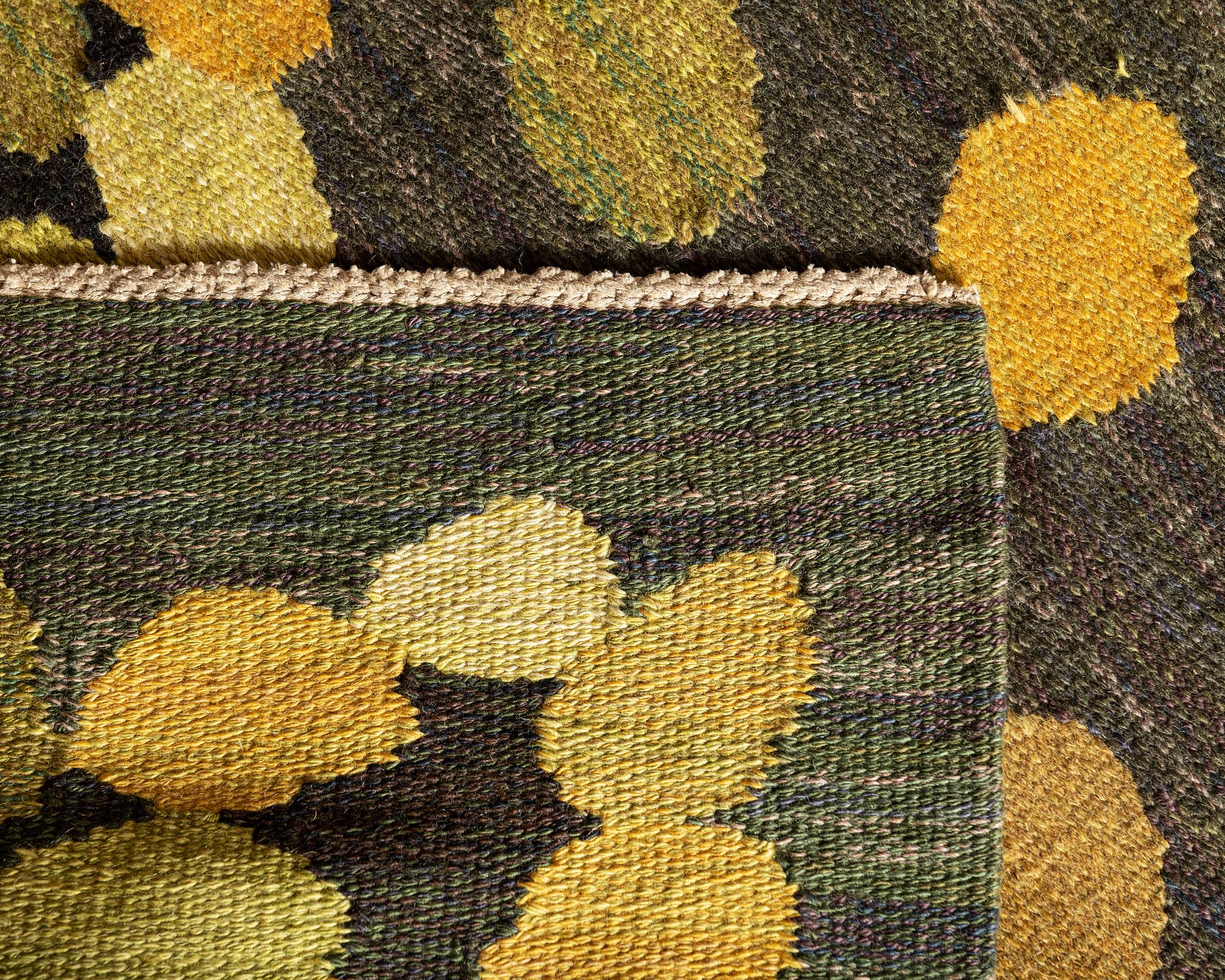 Mid-20th Century Stunning Handwoven Wool Tree Rug/Tapestry by Brita Grahn, Sweden, 1960s