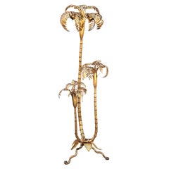 Stunning Hans Kögl Style 3 Trunk Palm Tree Floor Hollywood Glam Lamp