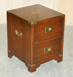 STUNNING HARDWOOD BRASS HARRODS KENNEDY MILITARY CAMPAIGN SIDE END TABLE DRAWERs