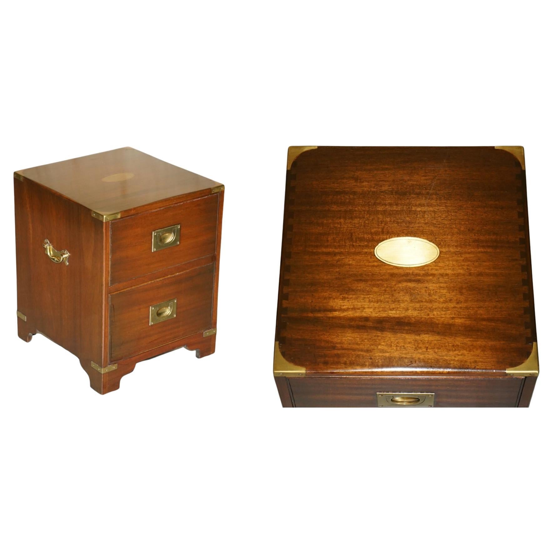 STUNNING HARDWOOD BRASS HARRODS KENNEDY MILITARY CAMPAIGN SIDE END TABLE DRAWERs