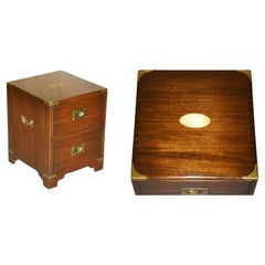 STUNNING HARDWOOD BRASS HARRODS KENNEDY MILITARY CAMPAIGN SIDE END TABLE DRAWERs