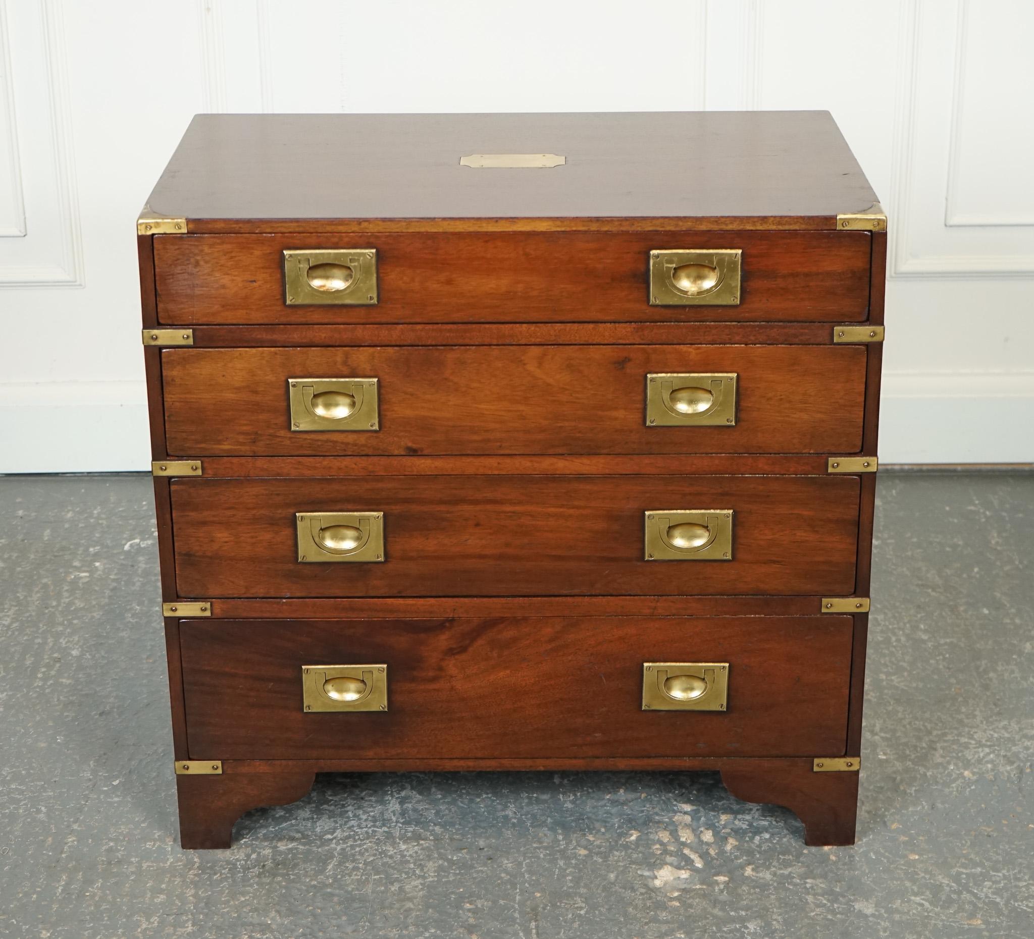 British STUNNING HARRODS KENNEDY MILITARY CAMPAIGN CHEST OF DRAWERS WiTH BRASS HANDLES