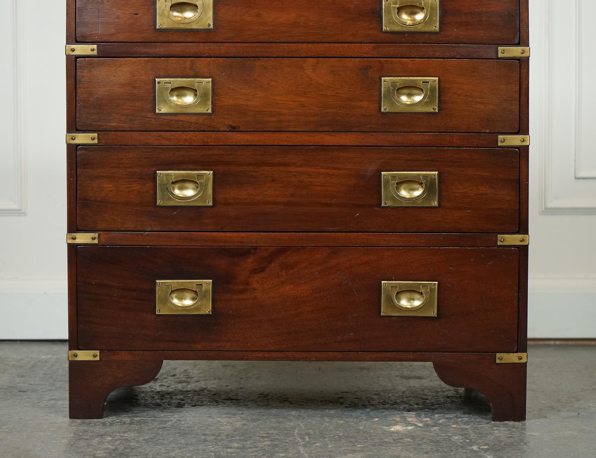 Hand-Crafted STUNNING HARRODS KENNEDY MILITARY CAMPAIGN CHEST OF DRAWERS WiTH BRASS HANDLES