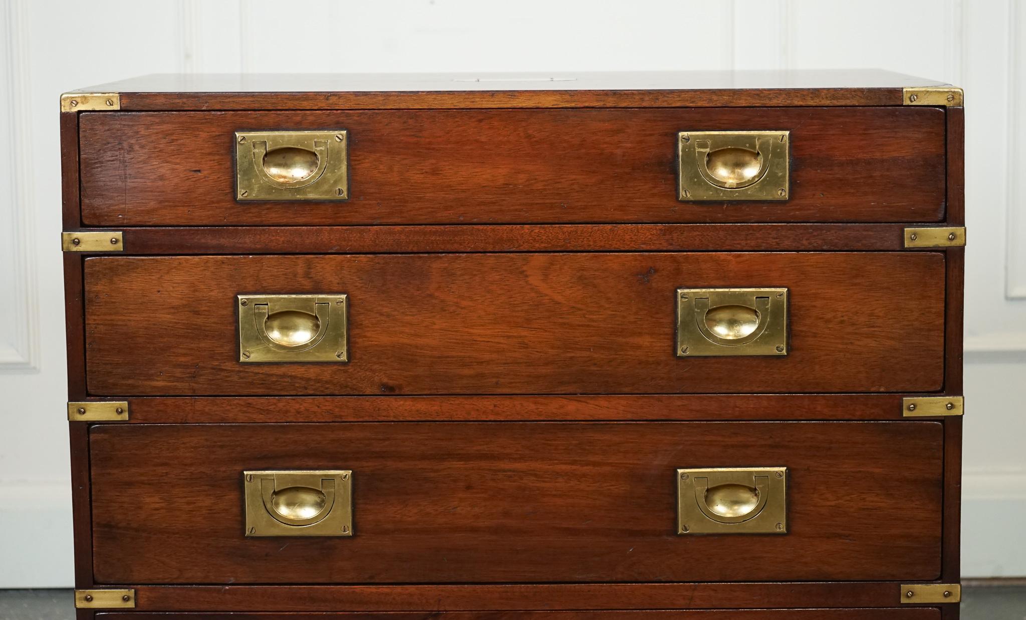 STUNNING HARRODS KENNEDY MILITARY CAMPAIGN CHEST OF DRAWERS WiTH BRASS HANDLES In Good Condition In Pulborough, GB