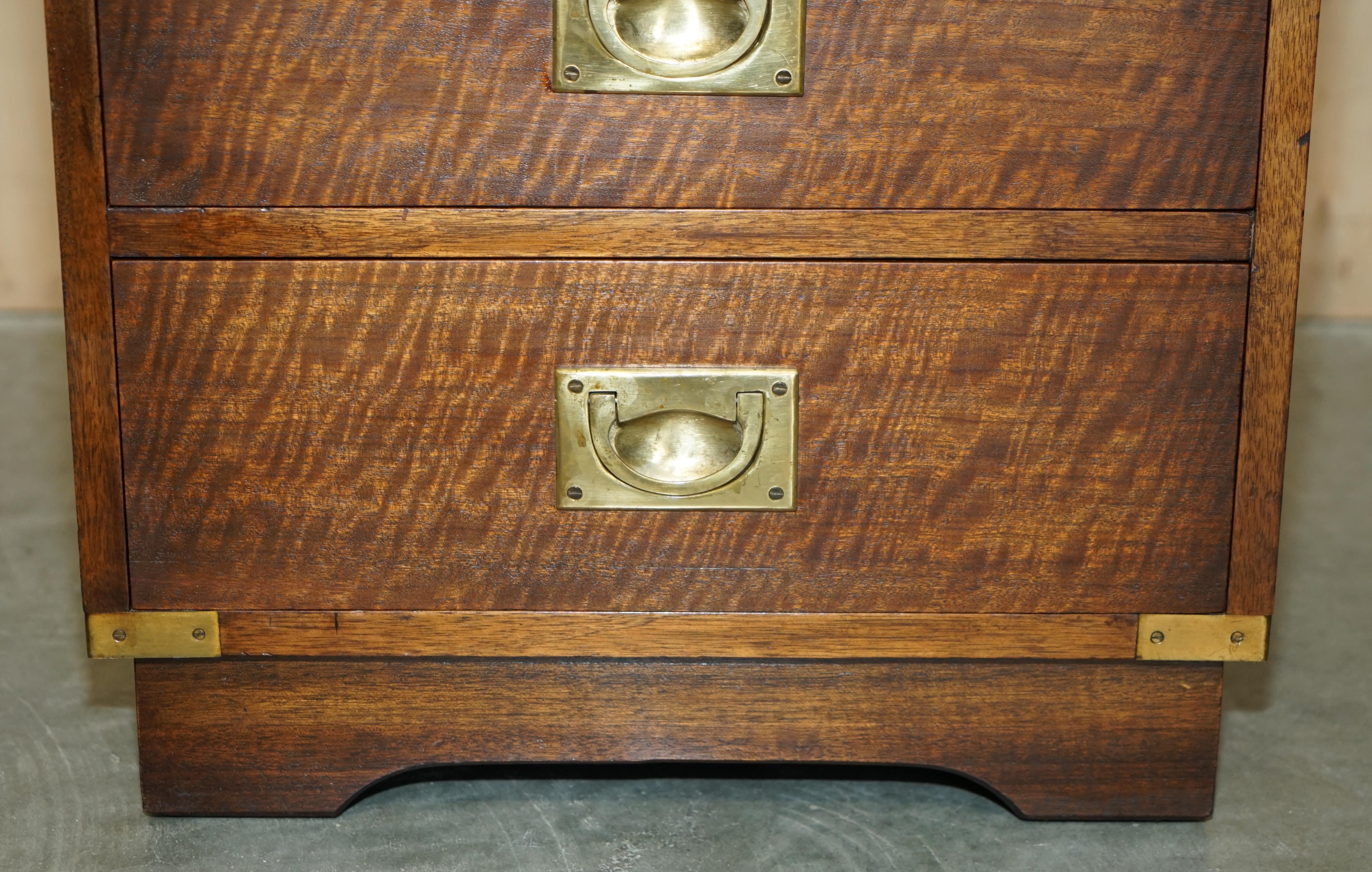 Brass Stunning Harrods Kennedy Military Campaign Side End Table Drawers Green Leather