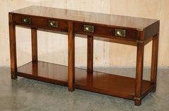 STUNNiNG HARRODS LONDON KENNEDY TWIN DRAWER MILITARY CAMPAIGN CONSOLE TABLE