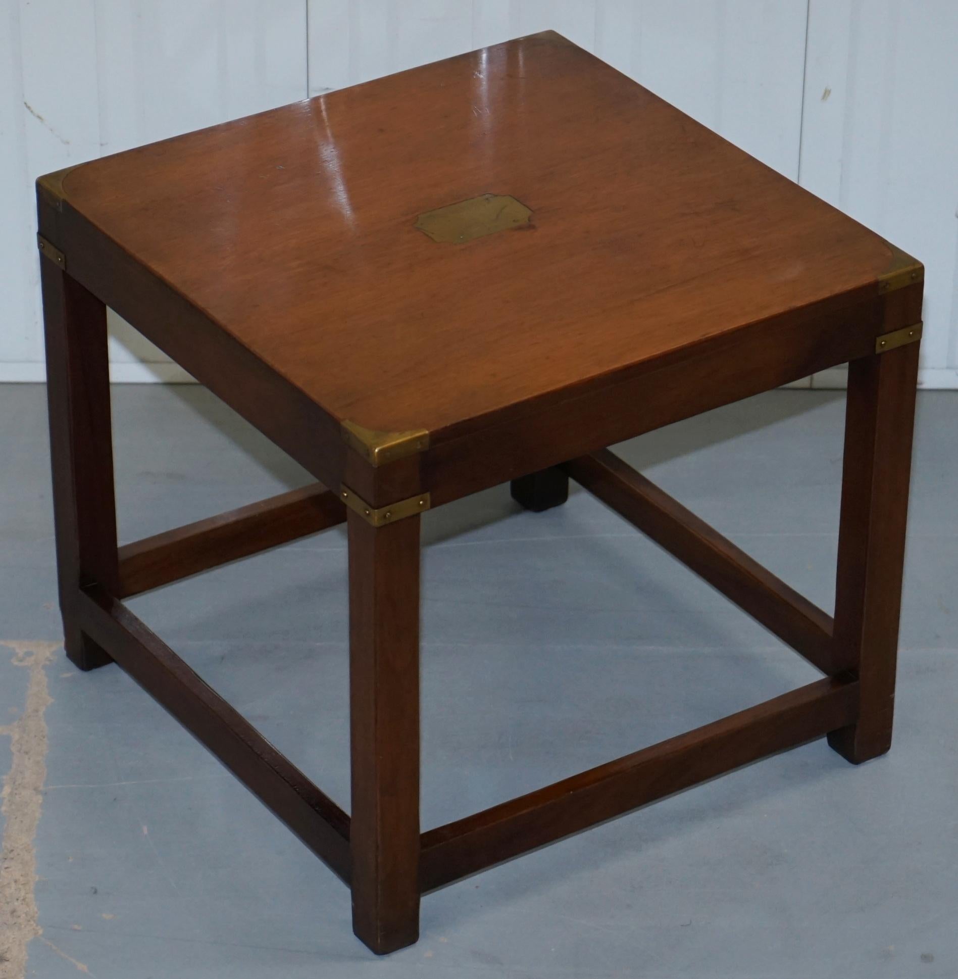 We are delighted to offer for sale this stunning Harrods London mahogany military campaign coffee or side table with brass fittings made by Kennedy furniture RRP £1250

This table is in vintage condition, it was purchased from Harrods London and
