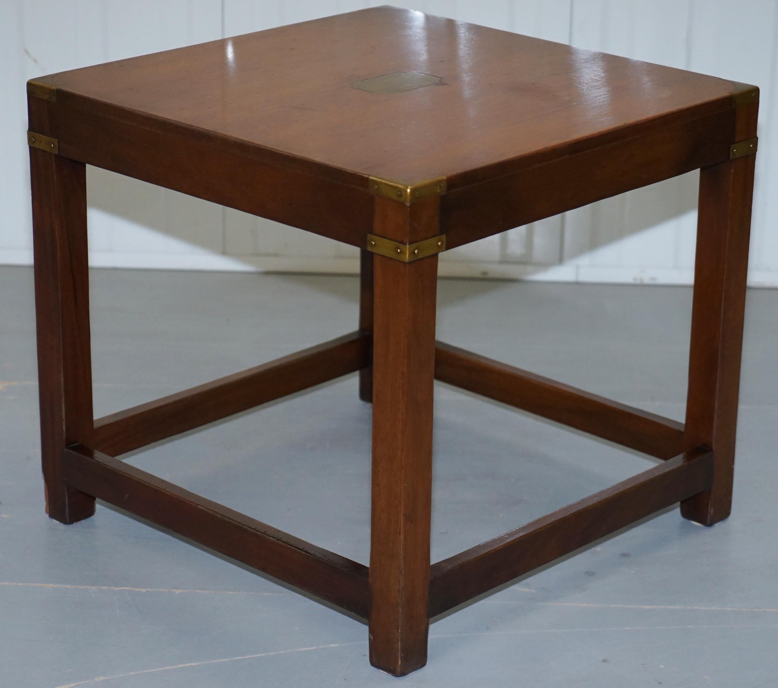 Stunning Harrods London Light Mahogany Military Campaign Lamp Side End Table 3