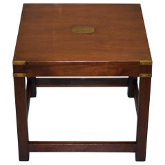 Stunning Harrods London Light Mahogany Military Campaign Lamp Side End Table