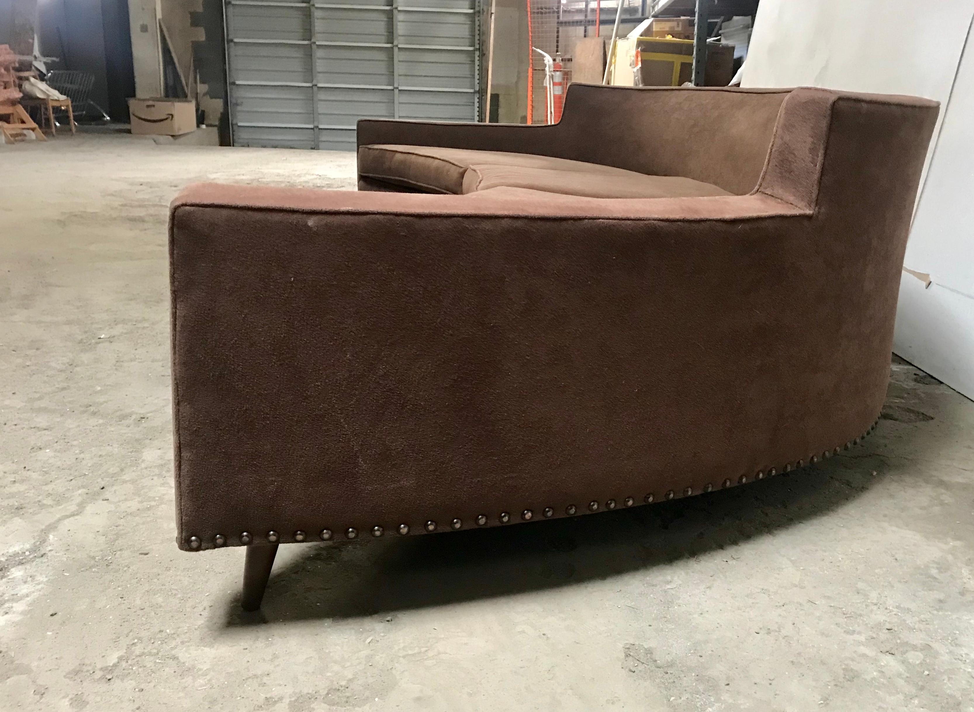 Stunning Harvey Probber Style Curved Sofa, circa 1960 In Good Condition For Sale In Buffalo, NY