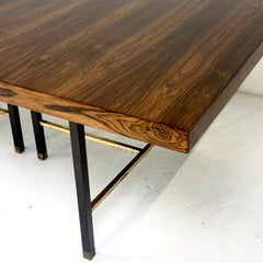 Stunning Harvey Probber Rosewood 2 leaf Extension Table w Mahogany & Brass Legs