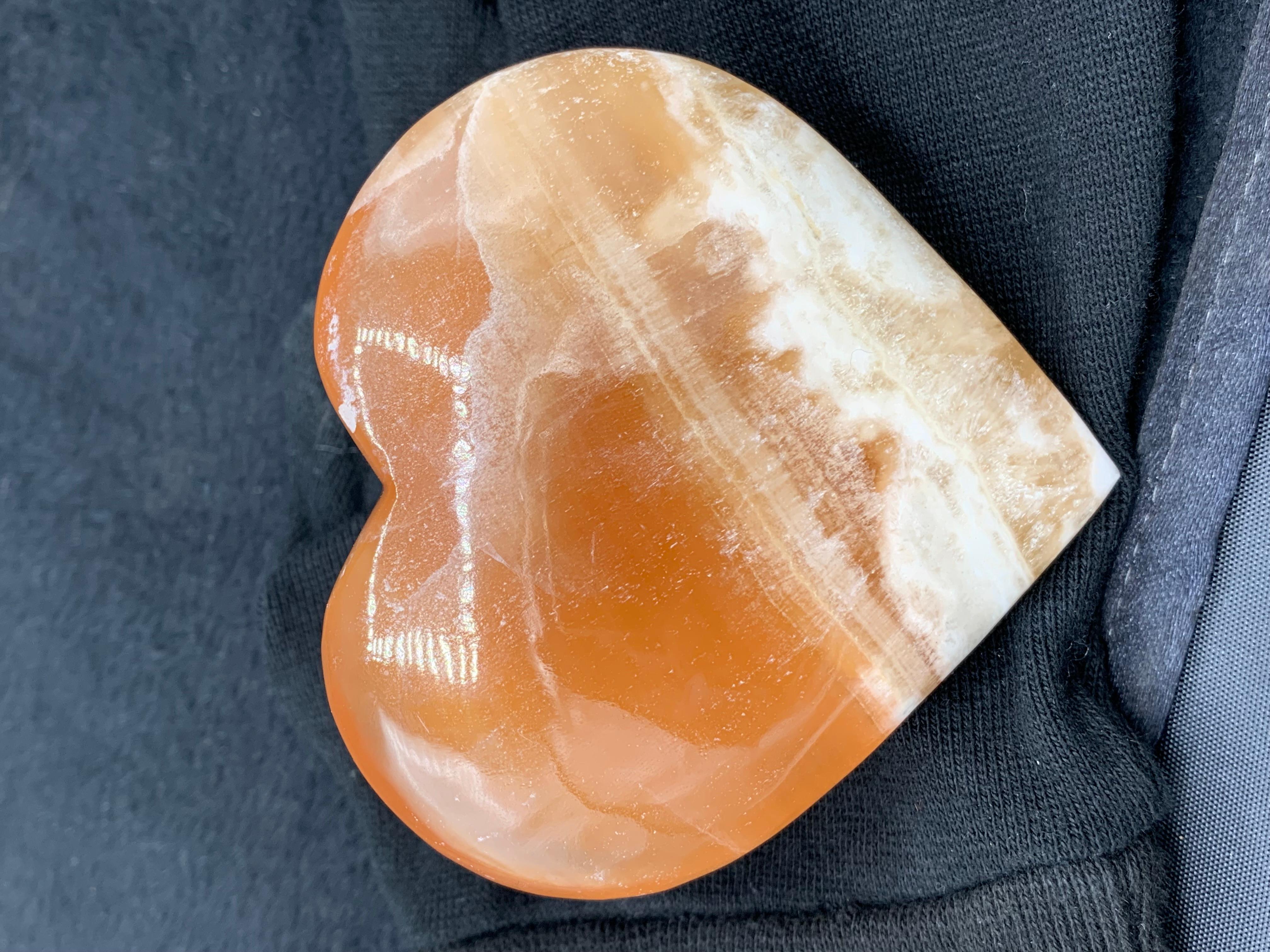 Stunning Heart Shape Honey Calcite Crystal For Sale 4