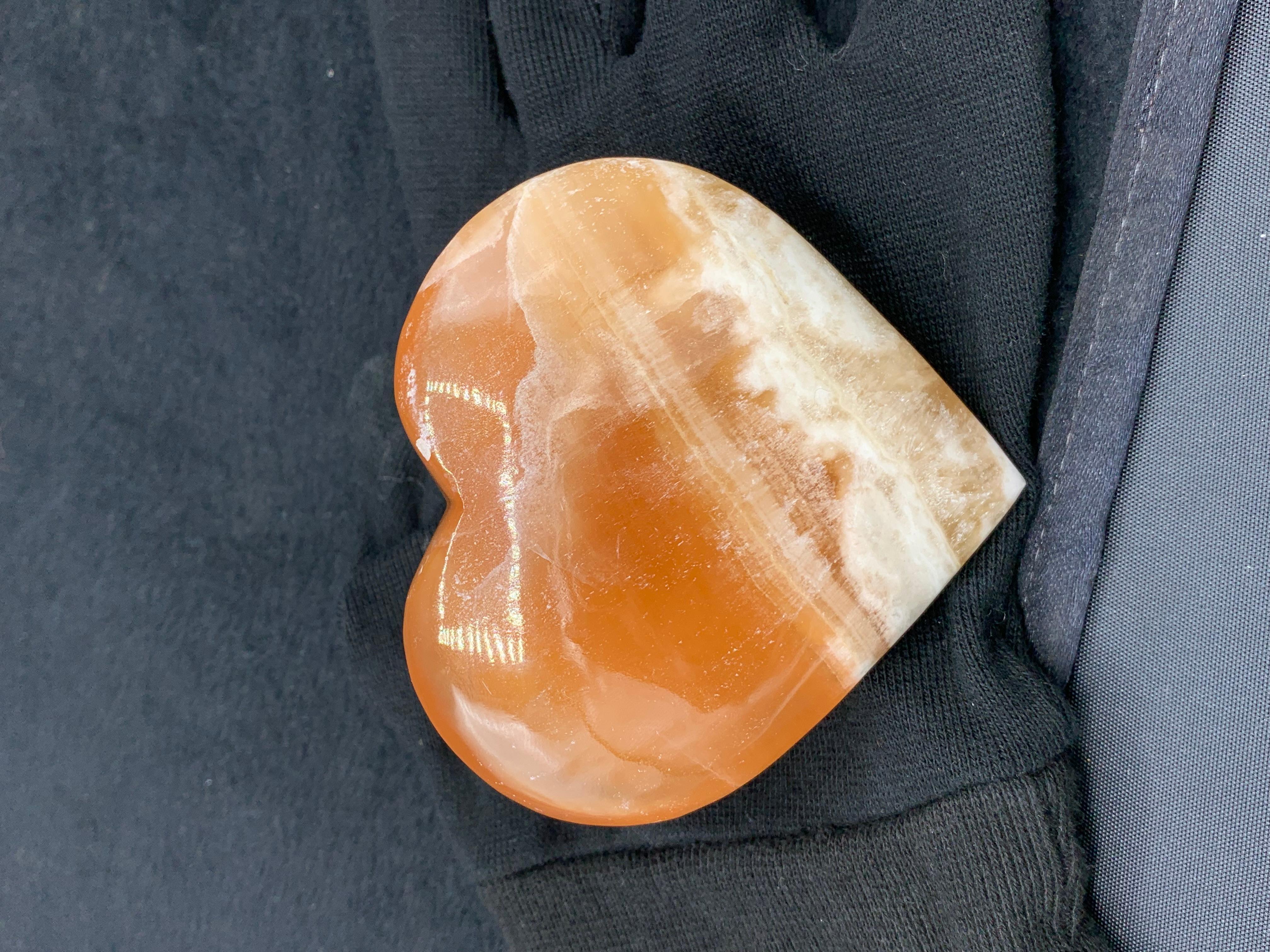 Stunning Heart Shape Honey Calcite Crystal For Sale 5