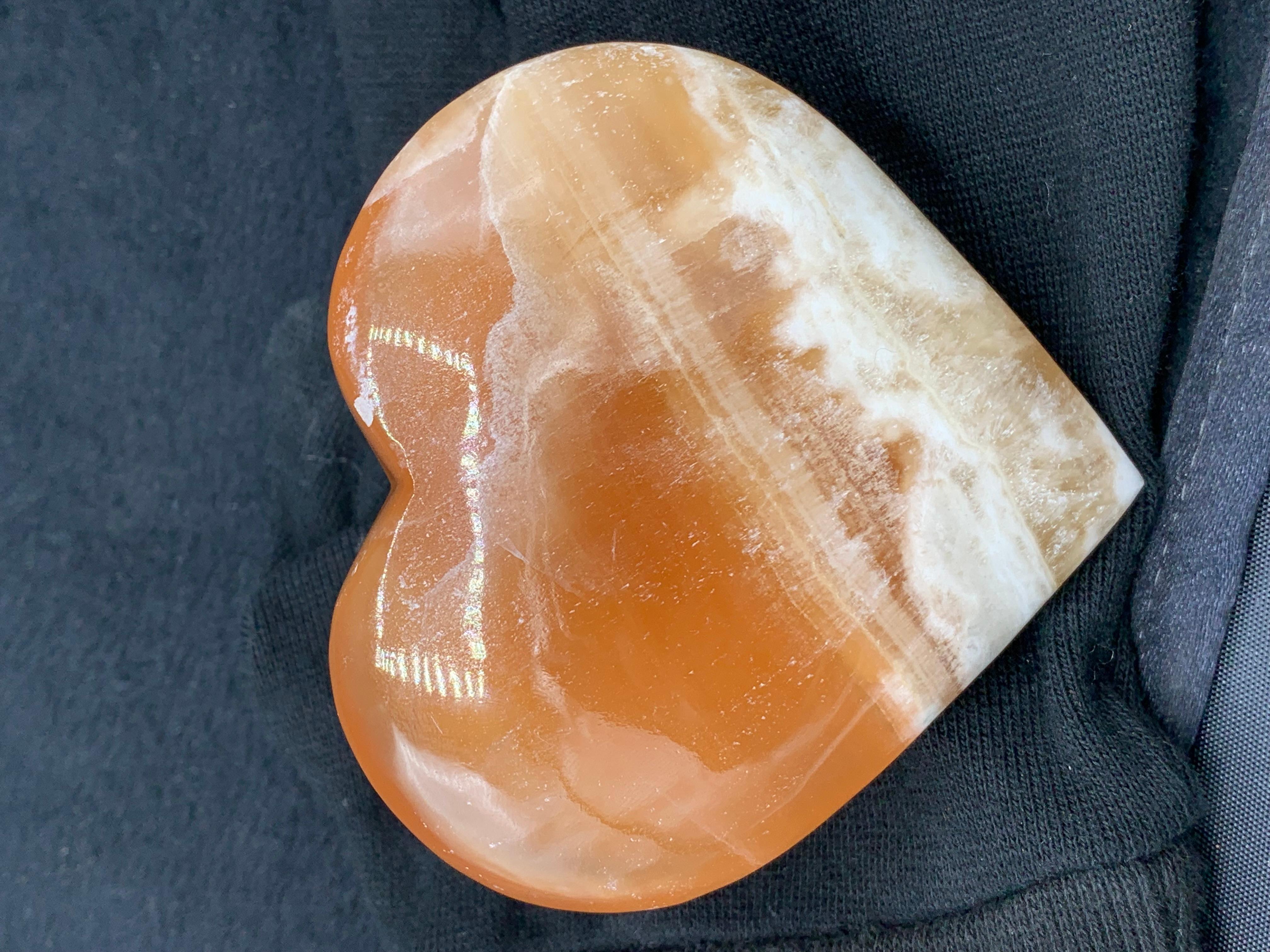 Stunning Heart Shape Honey Calcite Crystal For Sale 6
