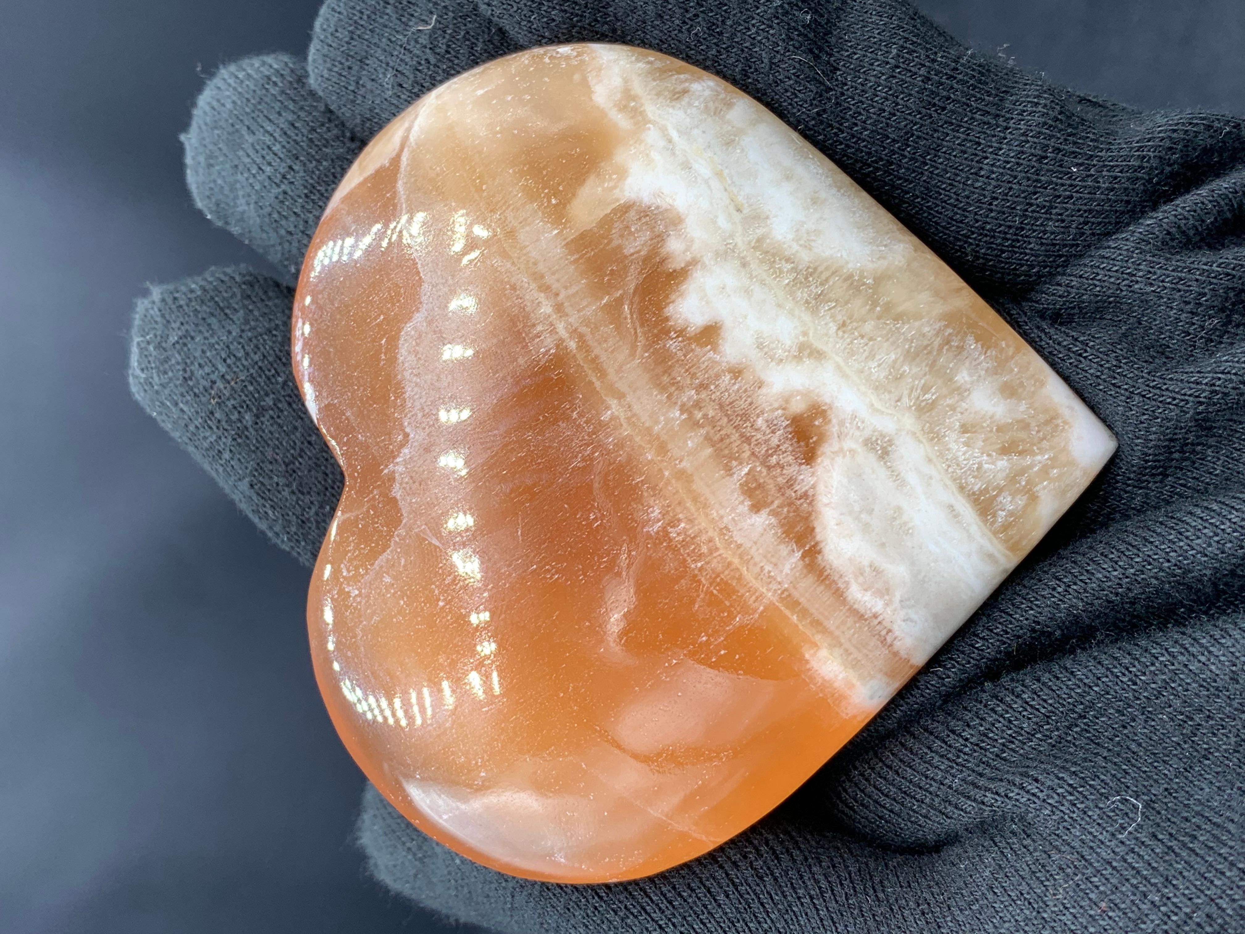 Stunning Heart Shape Honey Calcite Crystal For Sale 7