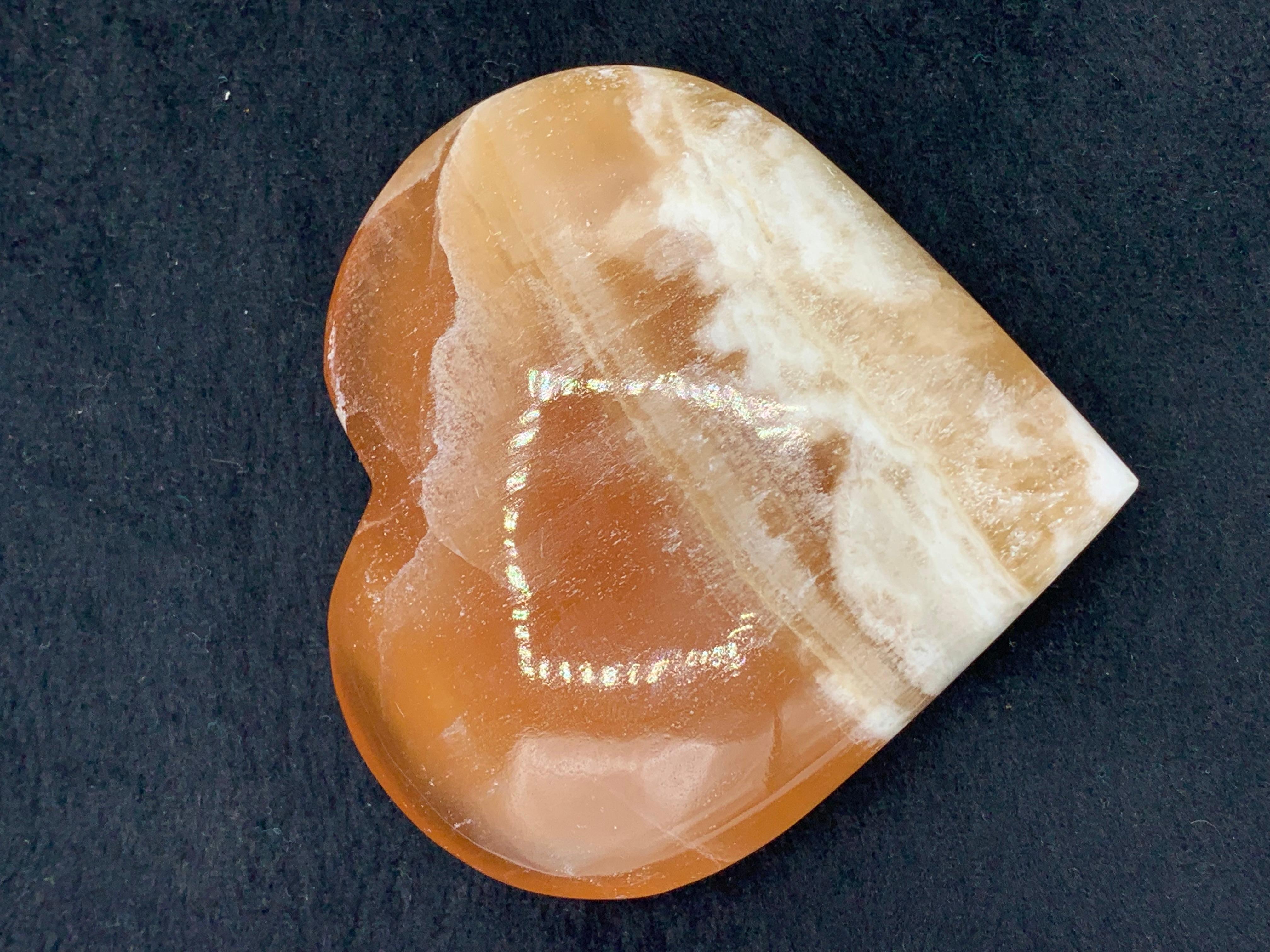 Adam Style Stunning Heart Shape Honey Calcite Crystal For Sale