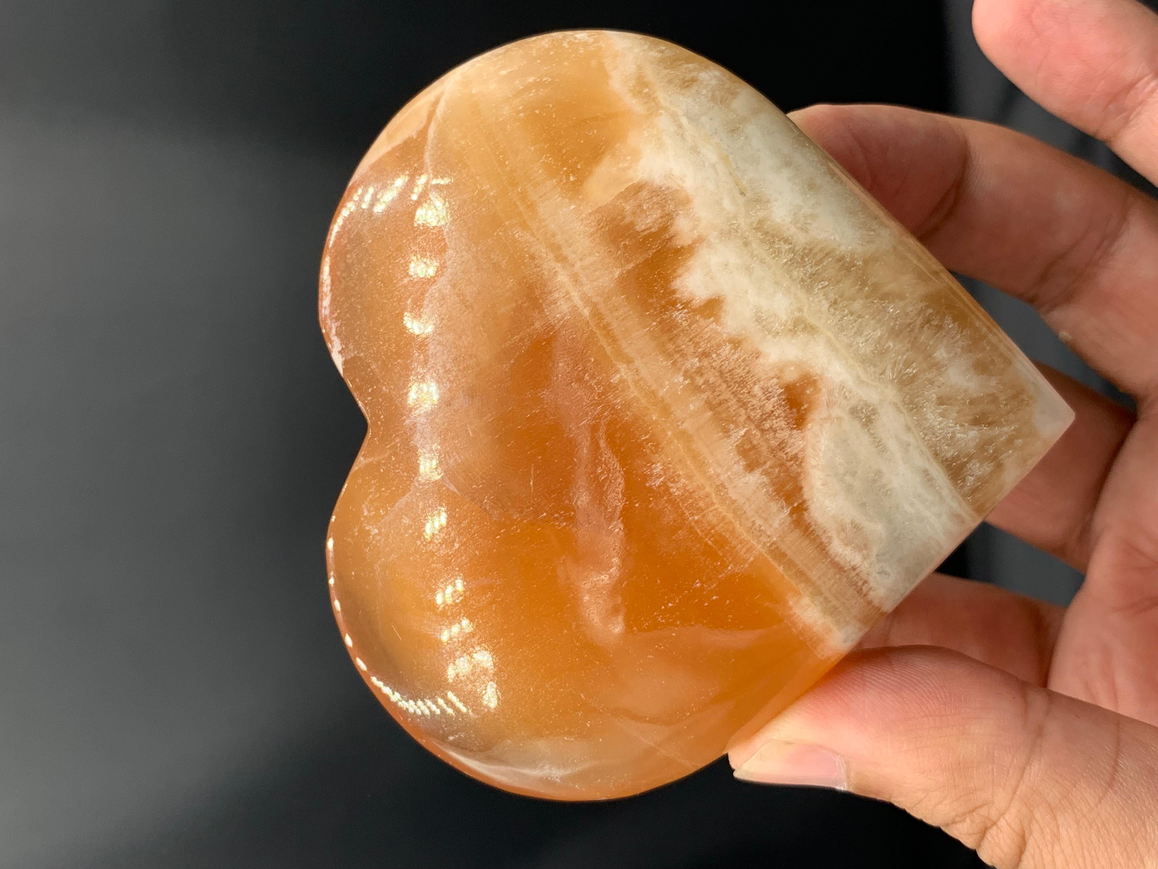 Contemporary Stunning Heart Shape Honey Calcite Crystal For Sale