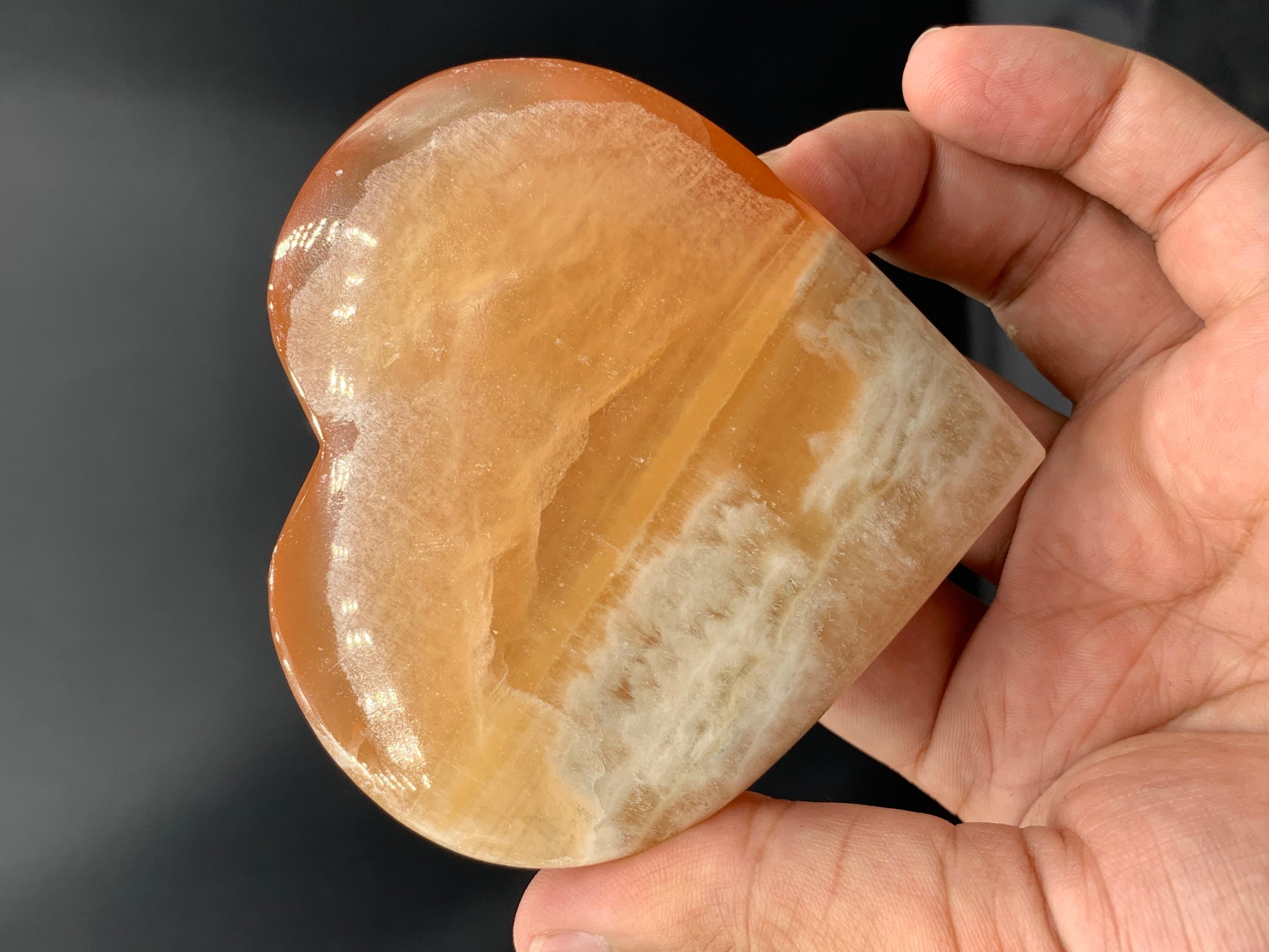 Rock Crystal Stunning Heart Shape Honey Calcite Crystal For Sale
