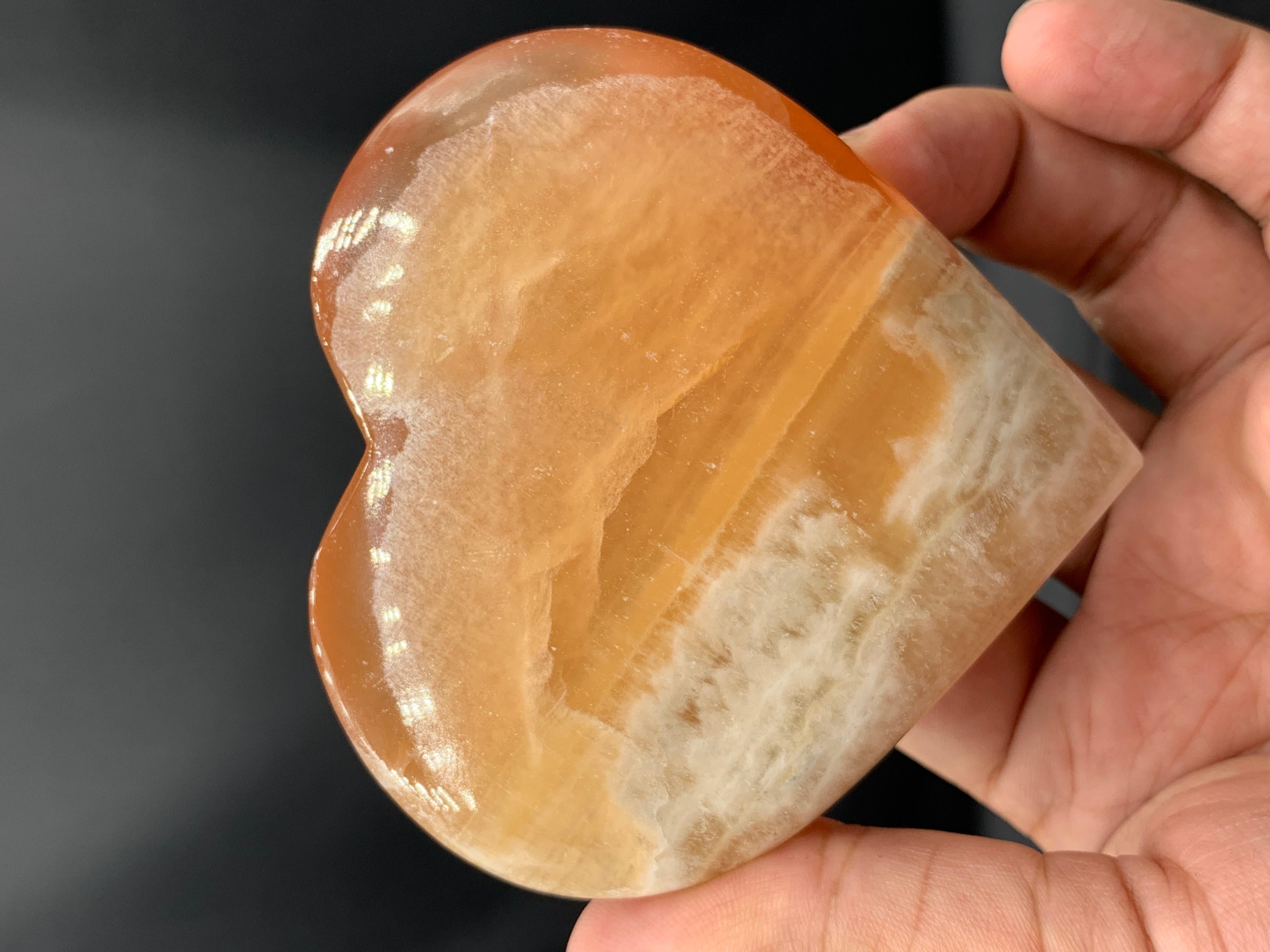 Stunning Heart Shape Honey Calcite Crystal For Sale 1