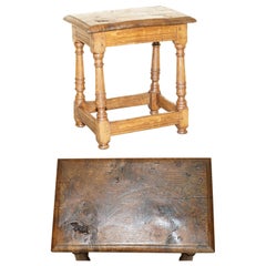 STUNNiNg HEAVily BURRED OAK ANTIQUE 18TH CENTURY CIRCA 1780 JOINTED STOOL TABLE (Tavolo a sgabello unito)