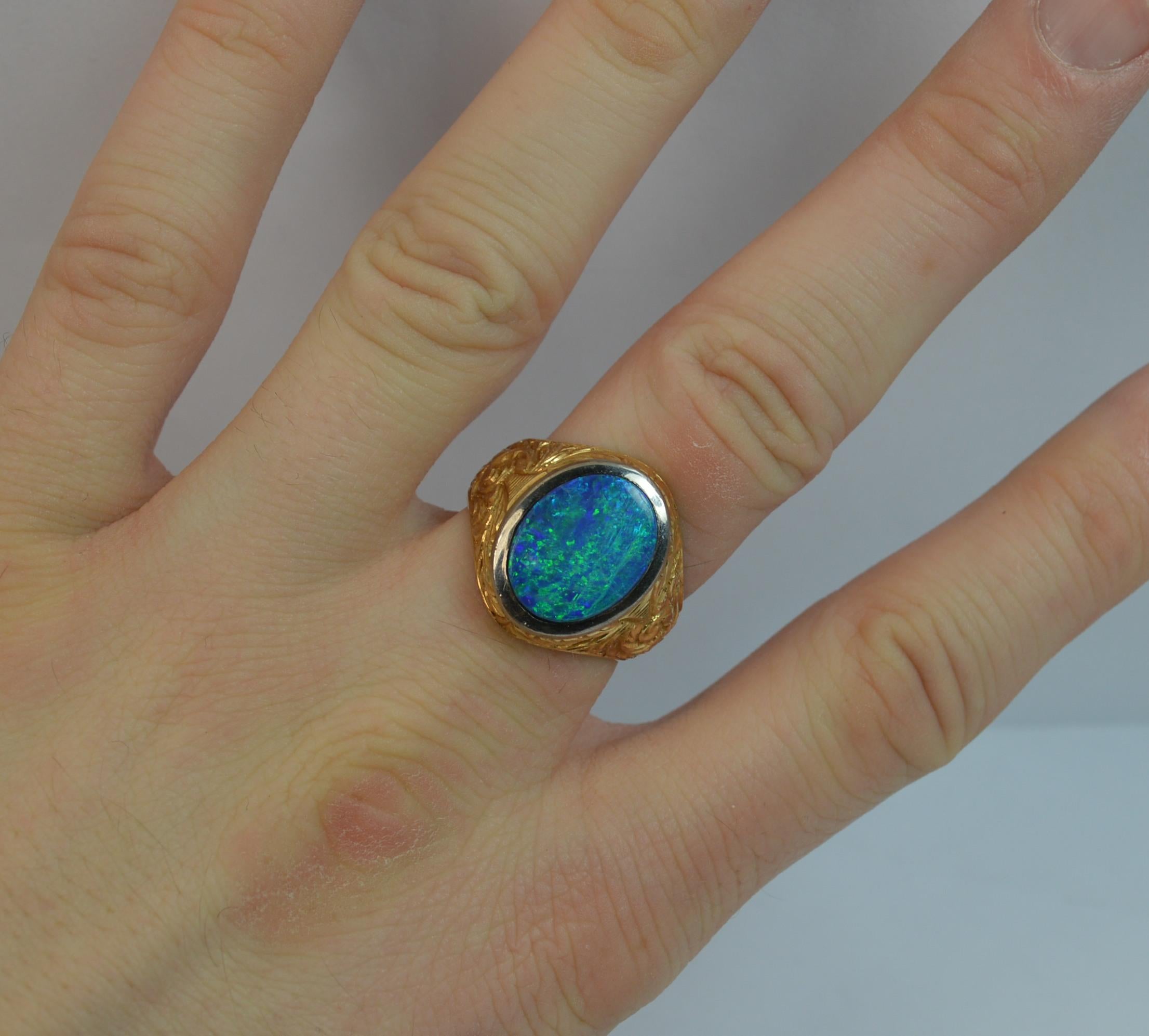 Victorian Stunning Heavy 18 Carat Gold and Opal Doublet Signet Ring