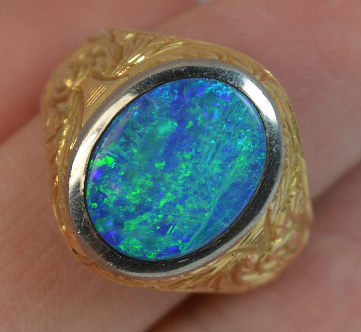Women's or Men's Stunning Heavy 18 Carat Gold and Opal Doublet Signet Ring