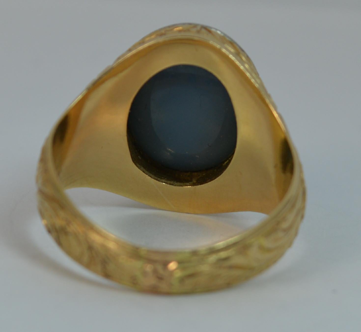Stunning Heavy 18 Carat Gold and Opal Doublet Signet Ring 2
