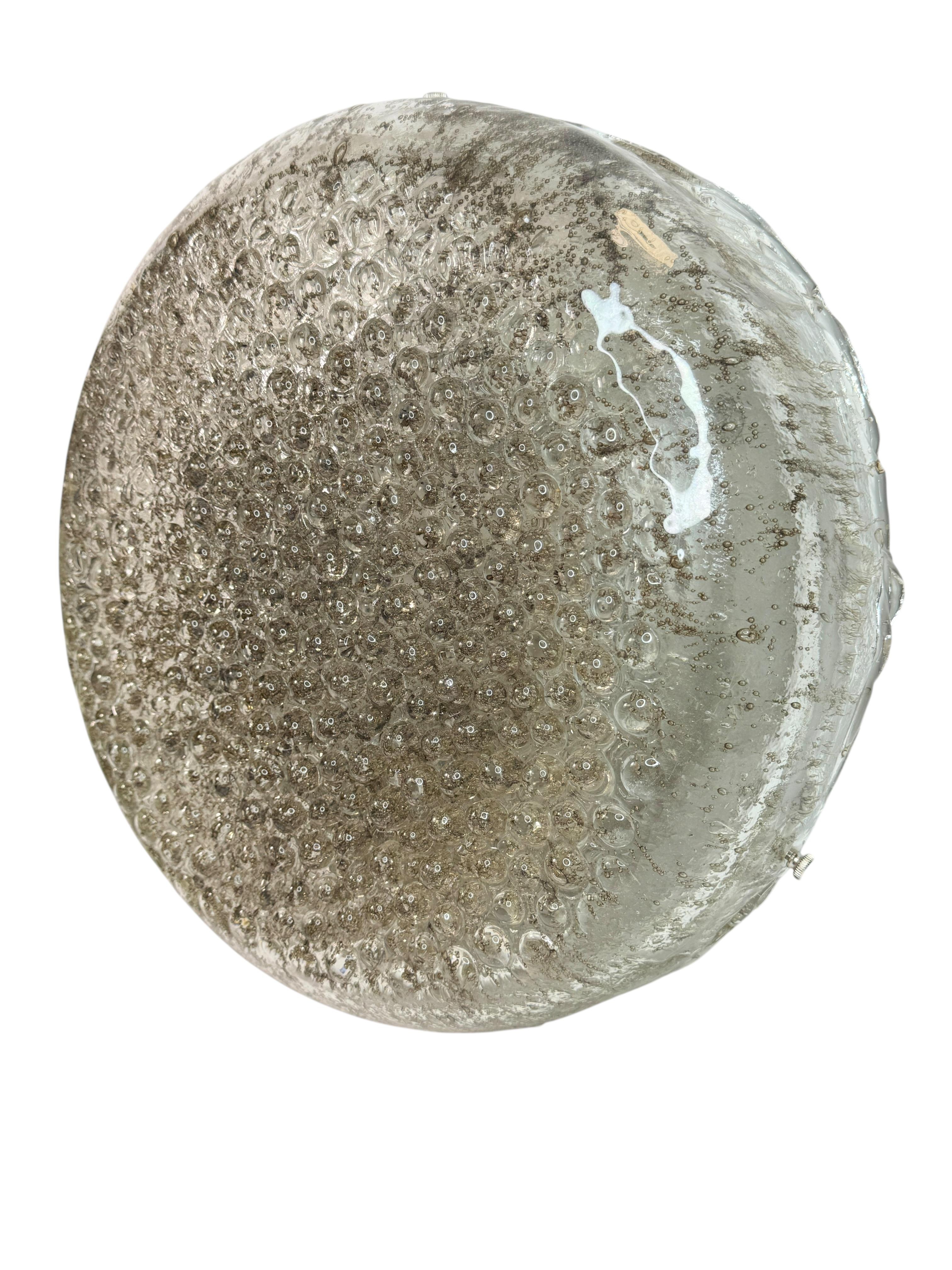 Mid-Century Modern Stunning Heavy large Circular Murano Glass Flush Mount Ceiling Light, 1960s For Sale