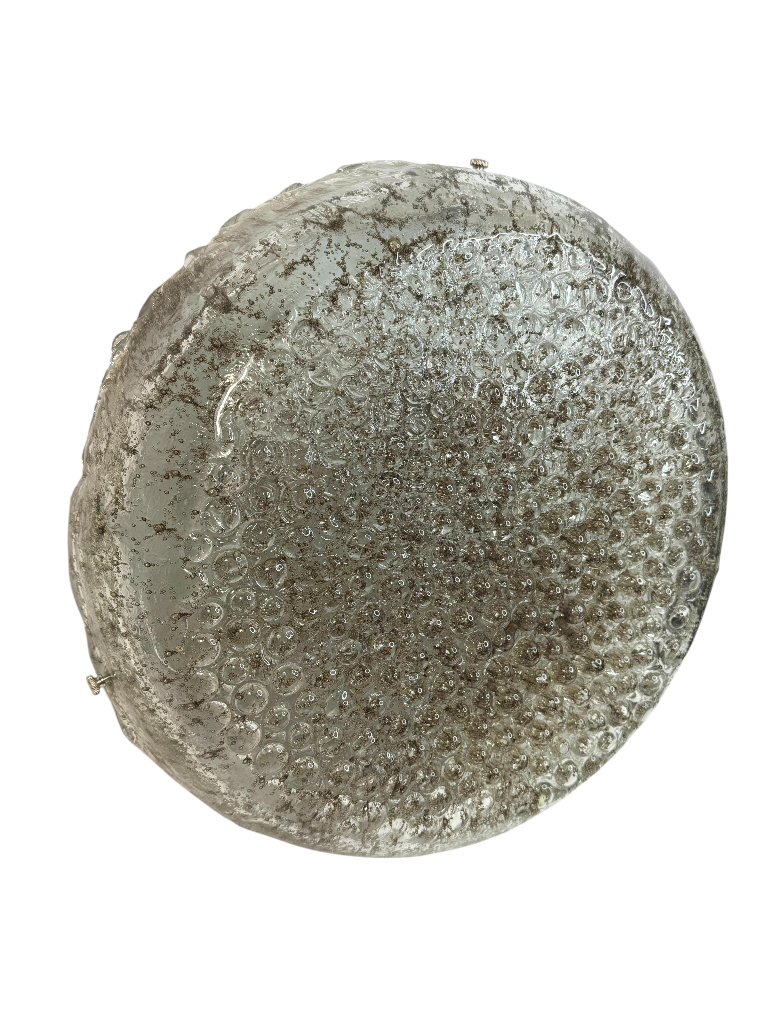 Italian Stunning Heavy large Circular Murano Glass Flush Mount Ceiling Light, 1960s For Sale