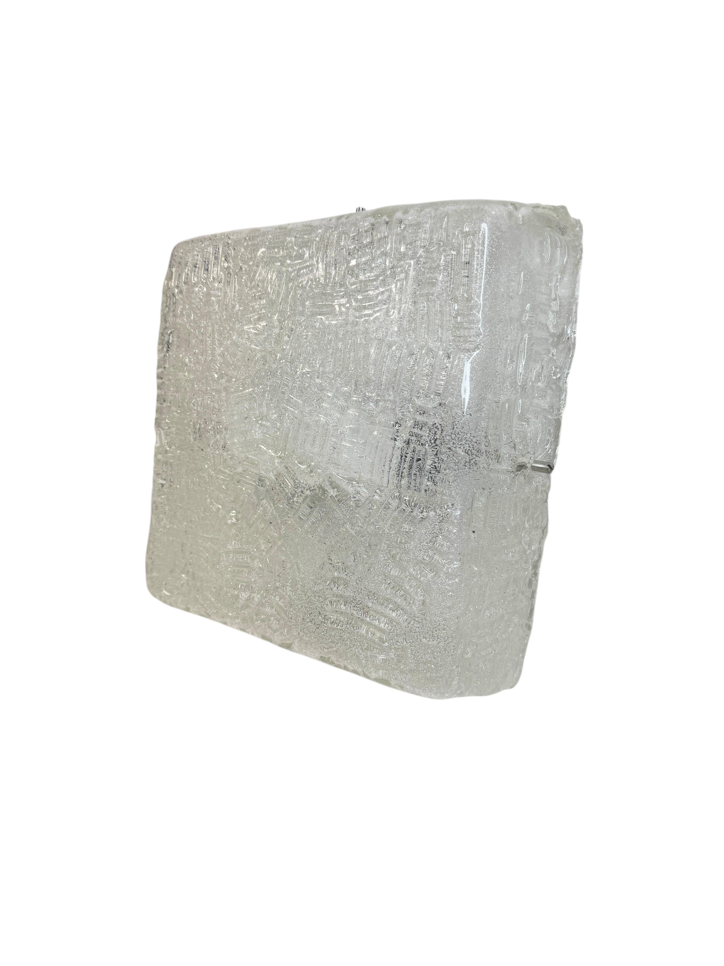 atemberaubende schwere große quadratische Murano-Glas-Deckenleuchte, 1960er Jahre (Italienisch) im Angebot