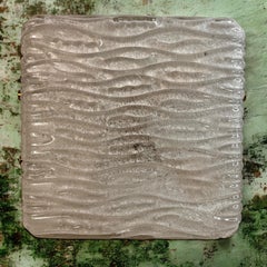 stunning Heavy Murano Square Glass Flush Mount Ceiling Light, 1960s