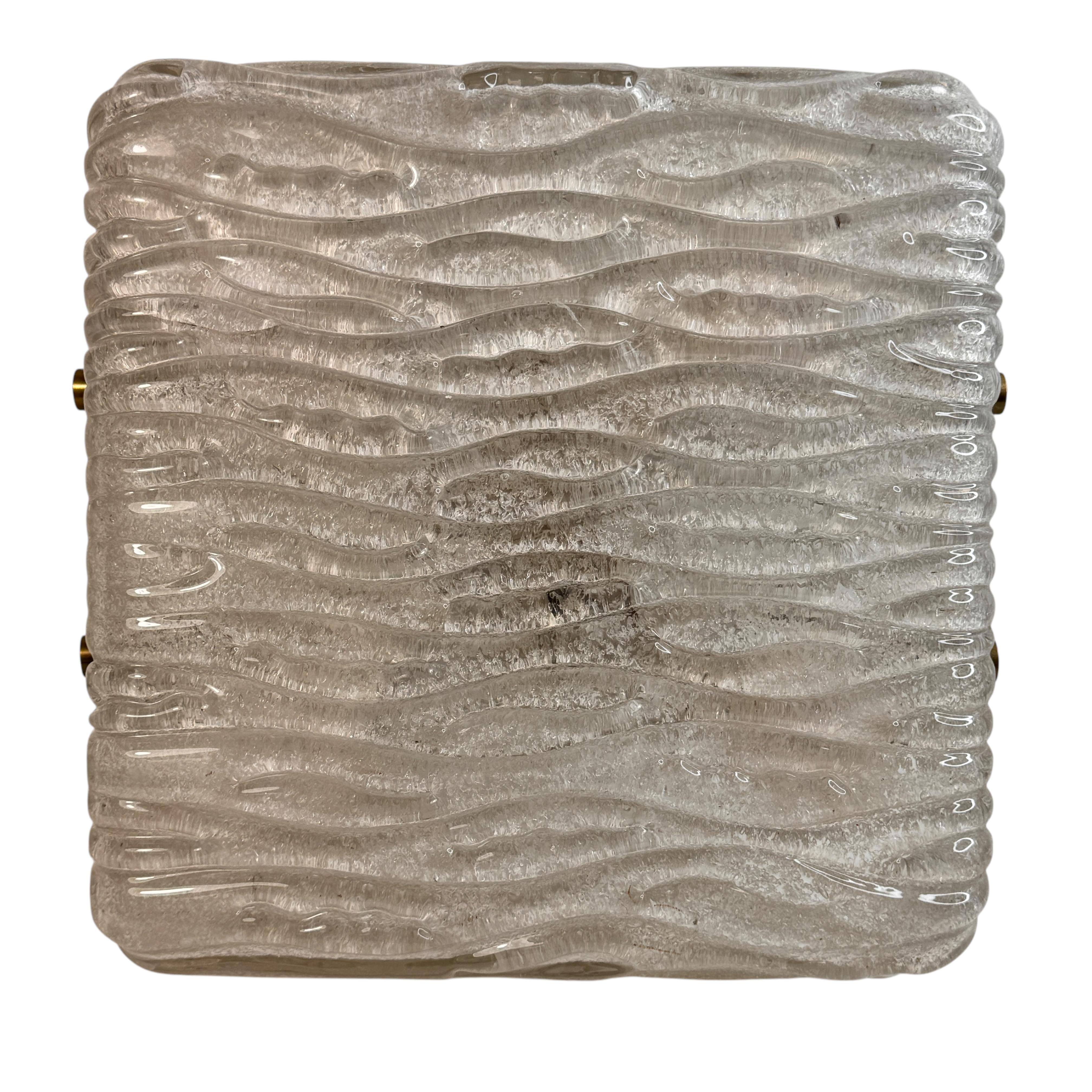 Mid-Century Modern stunning Heavy Murano Square Glass Flush Mount Ceiling Light, 1960s For Sale