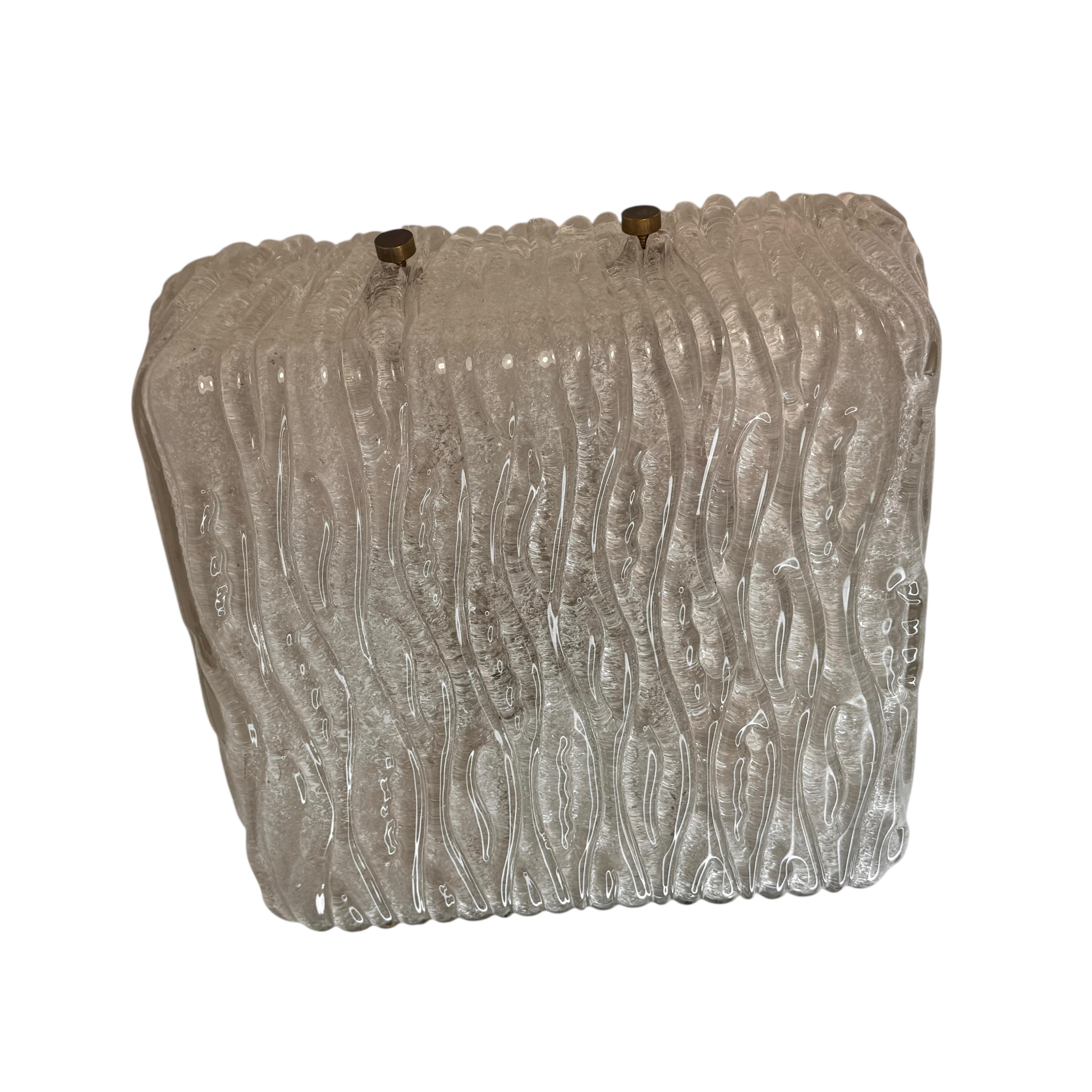 Mid-20th Century stunning Heavy Murano Square Glass Flush Mount Ceiling Light, 1960s For Sale